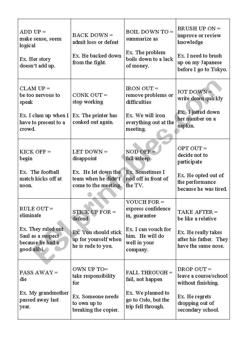 Phrasal Verb Balderdash 161028 Phrasal Verb Balderdash 161028