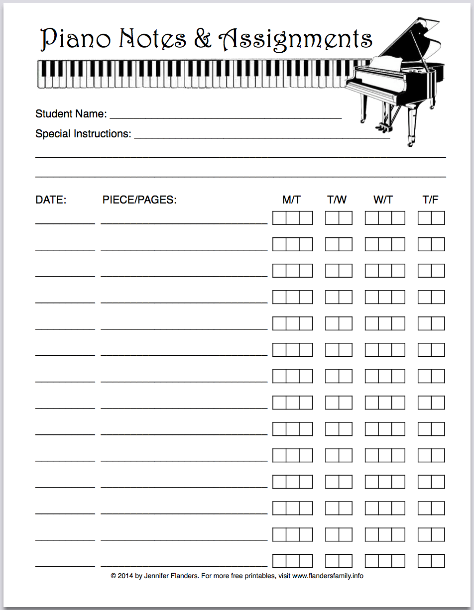 Piano Practice Printable