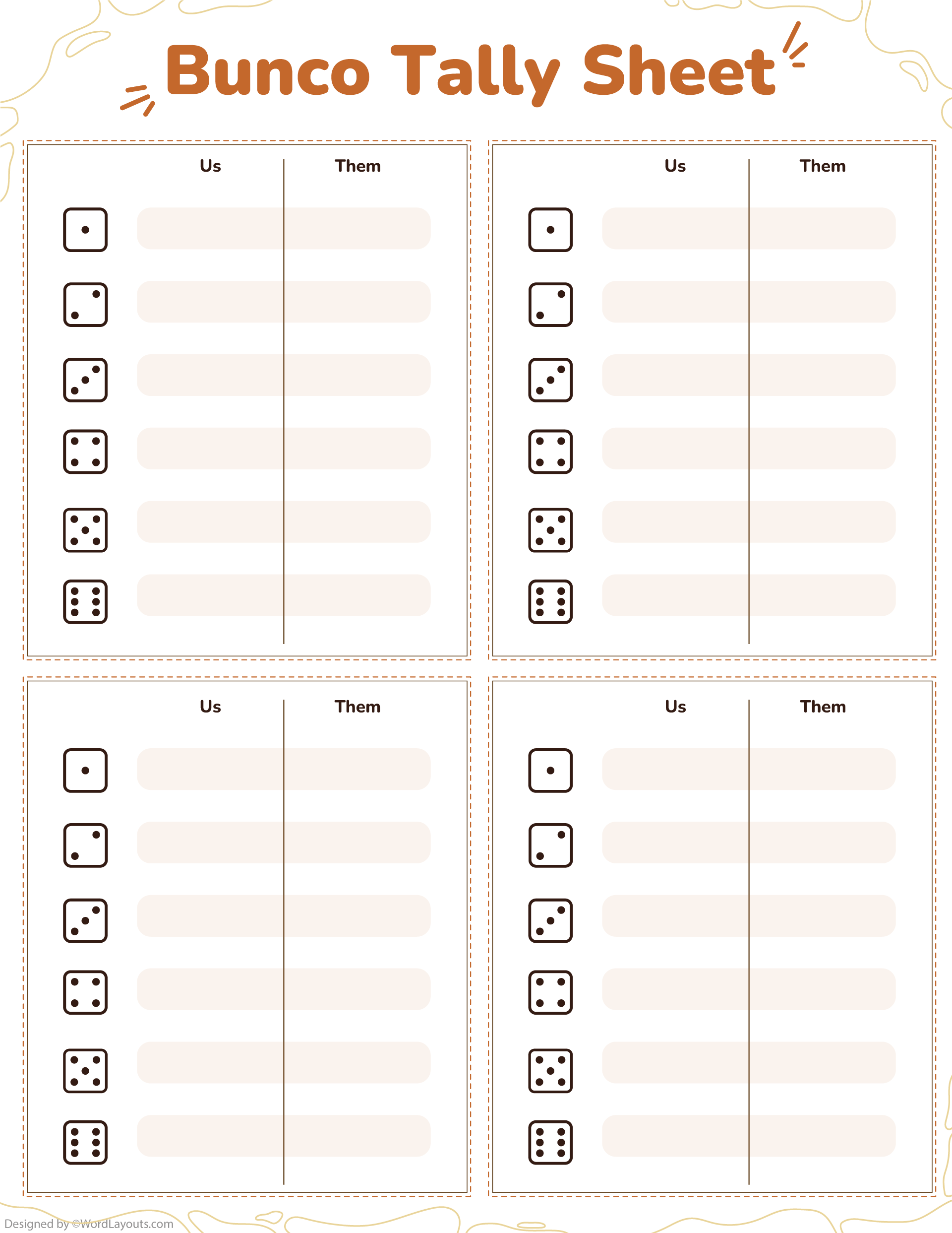Playful Doodle Bunco Score Sheet Template Playful Doodle Bunco Score Sheet Template