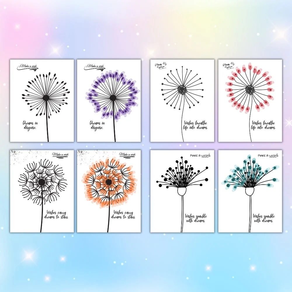 Plr Kid Fingerprint Dandelion Printable Craft Plr Kid Fingerprint Dandelion Printable Craft