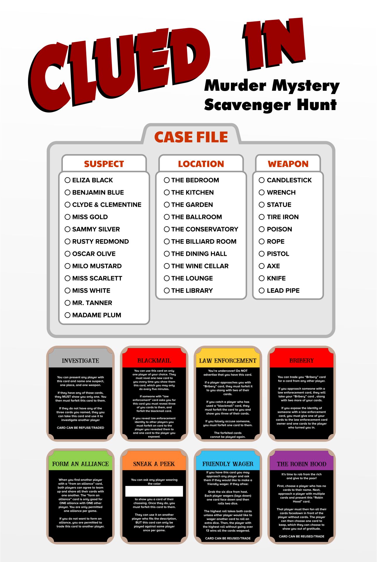 Post Clue Board Game Printable 259525 Post Clue Board Game Printable 259525