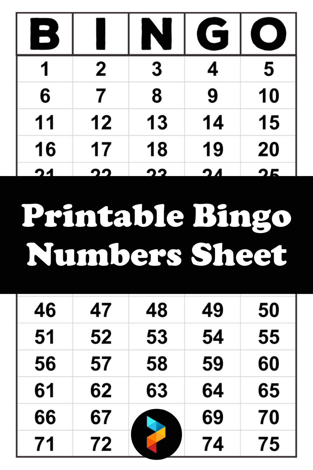 Post Free Printable Bingo Numbers Sheet 178019