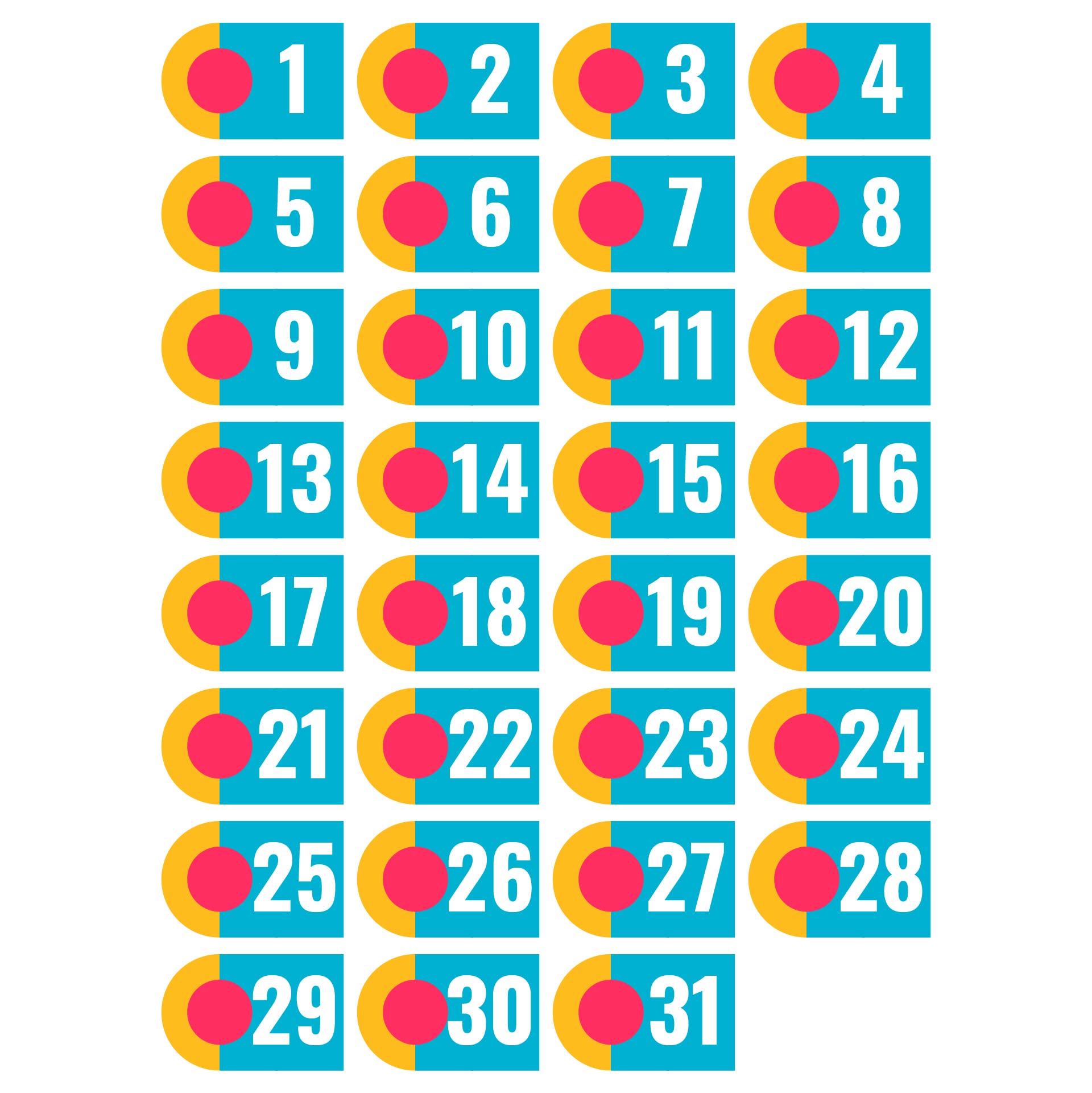 Post Free Printable Calendar Numbers 1 31 373189