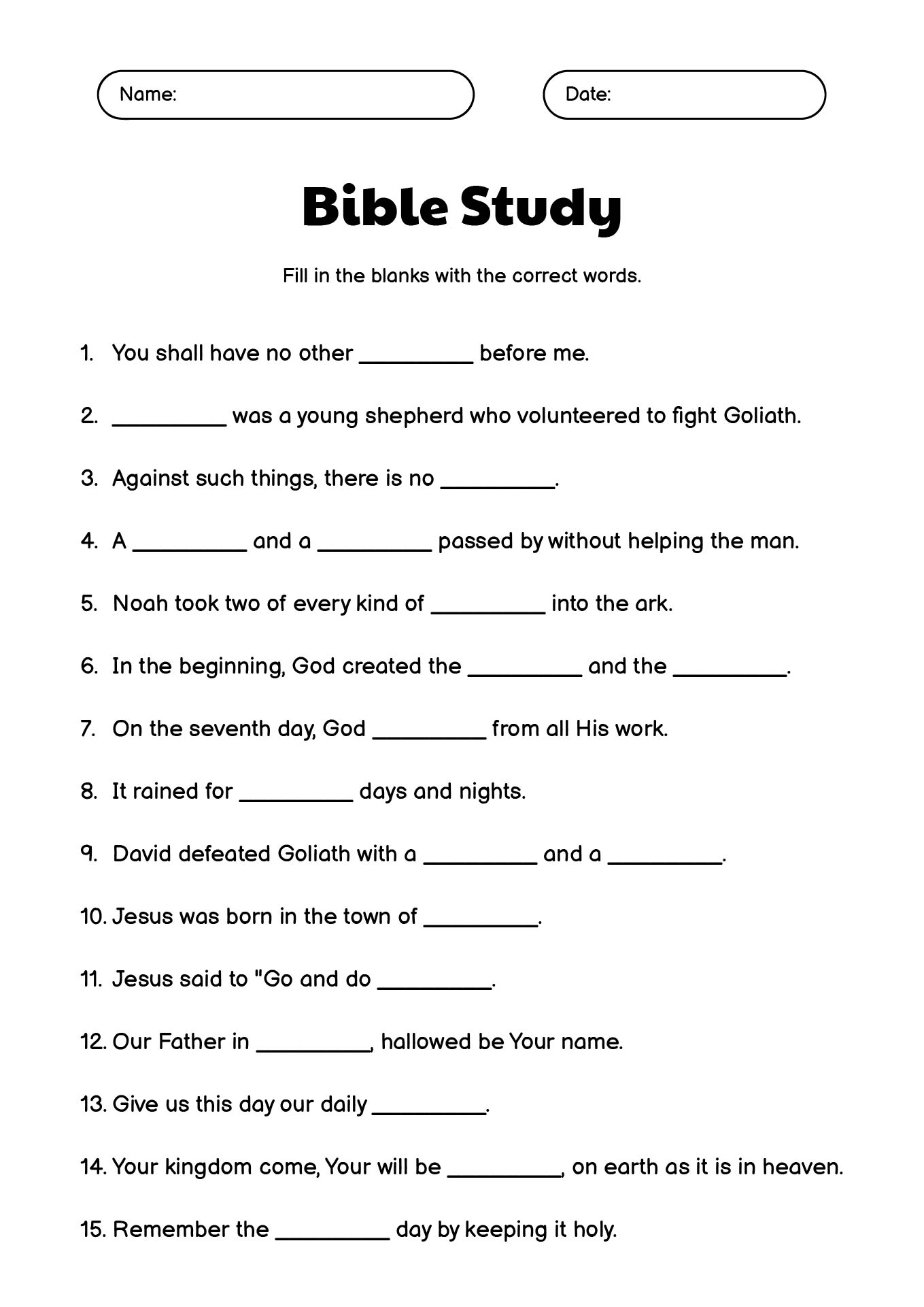 Post Printable Teen Bible Study Worksheets 97775