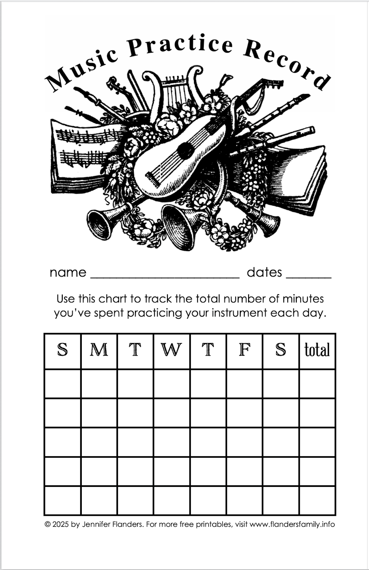 Practice Record For Any Musical Instrument