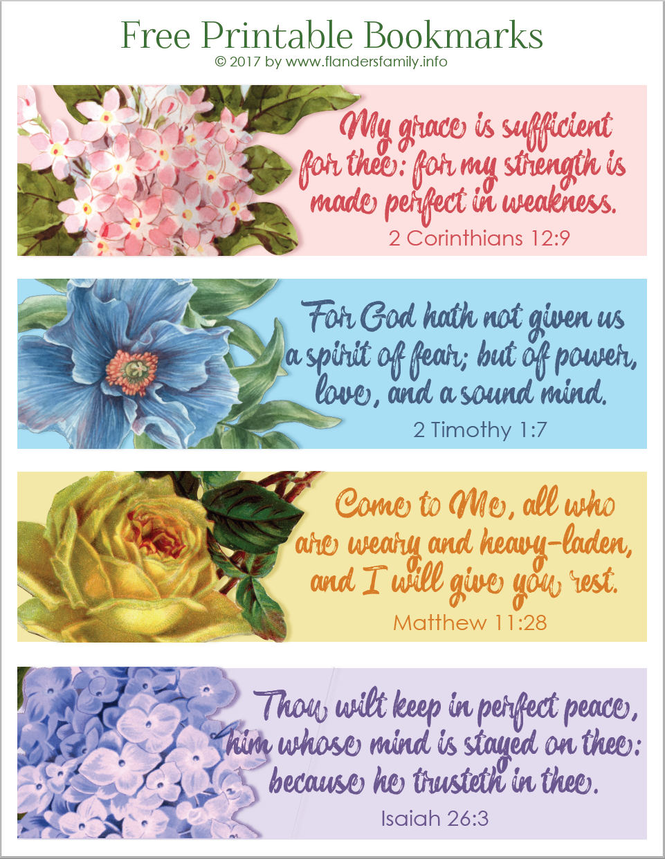 Pretty Printable Scripture Bookmarks