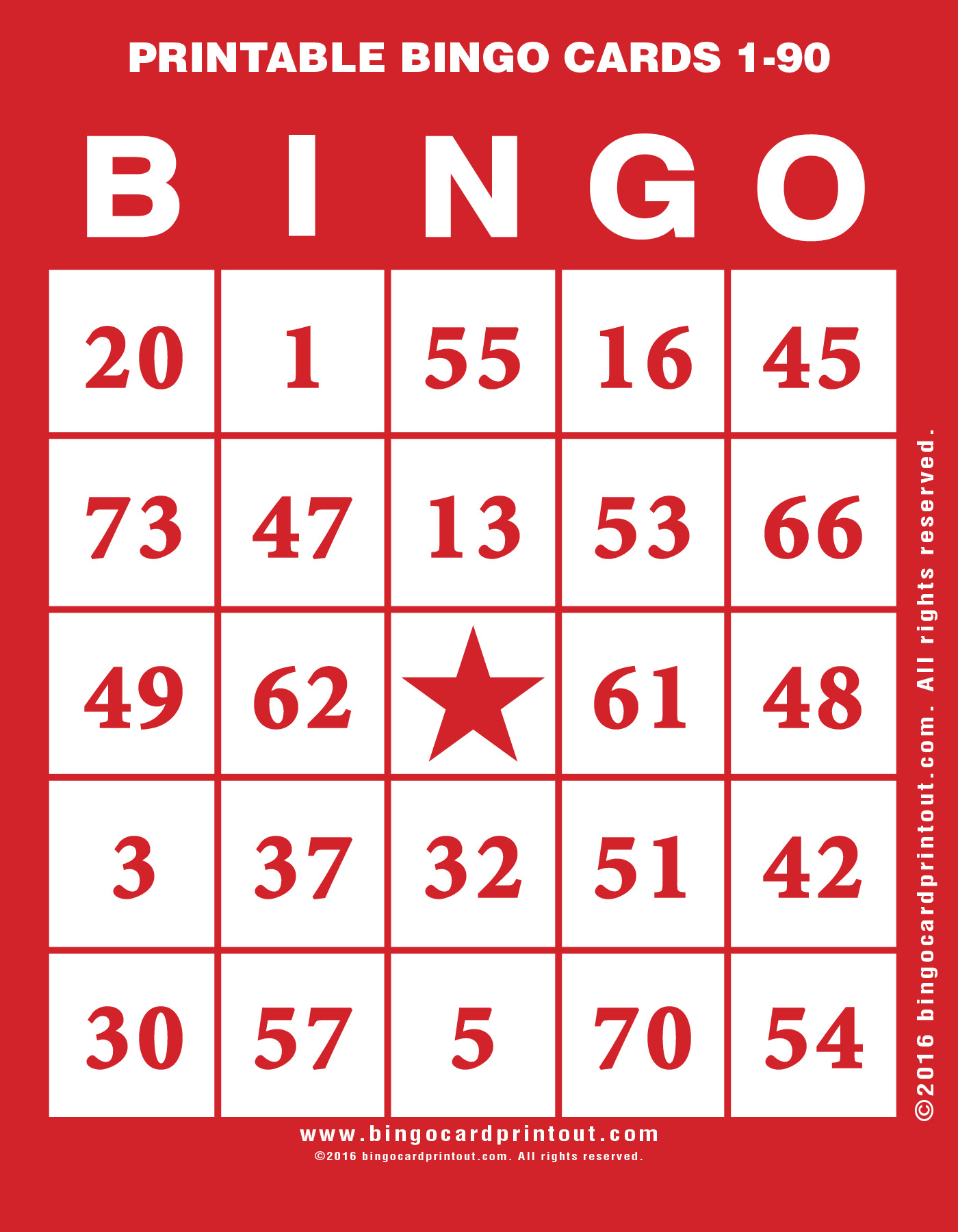 Printable Bingo Cards 1 90