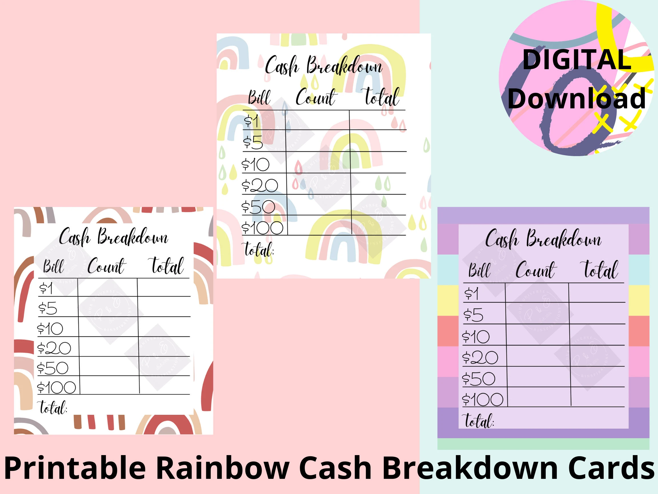Printable Cash Breakdown Card Teller