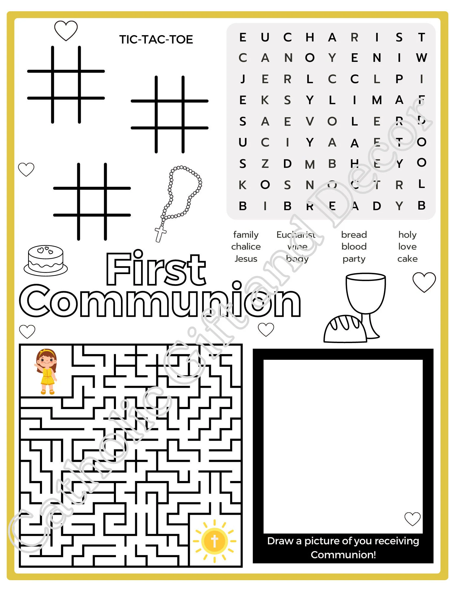 Printable Catholic First Communion Printable Catholic First Communion
