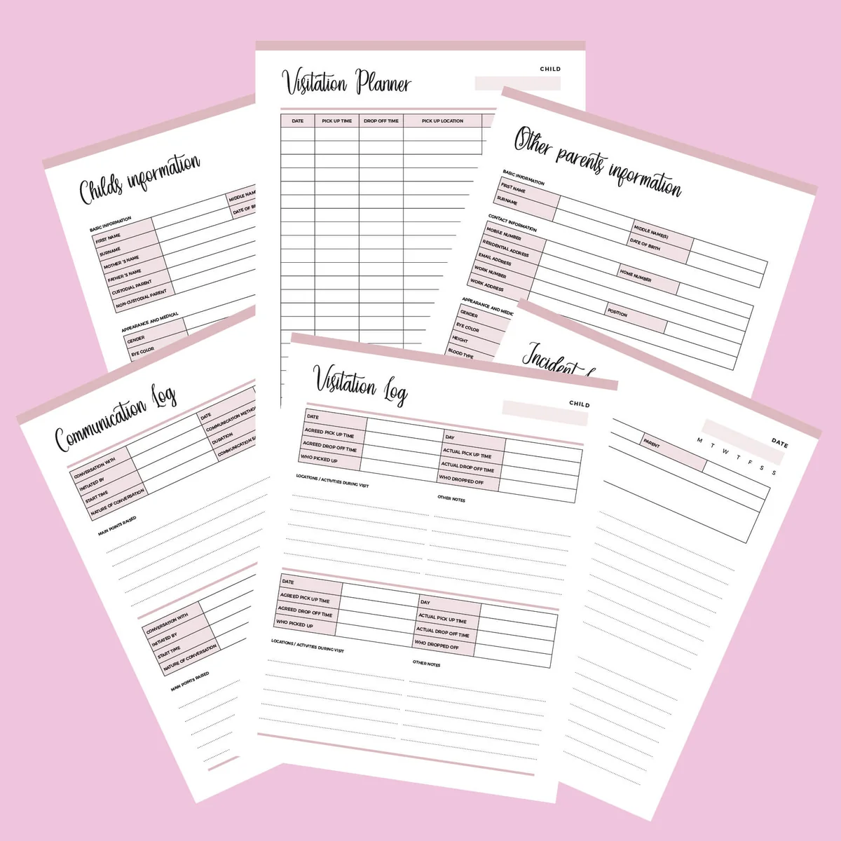 Printable Child Custody Binder