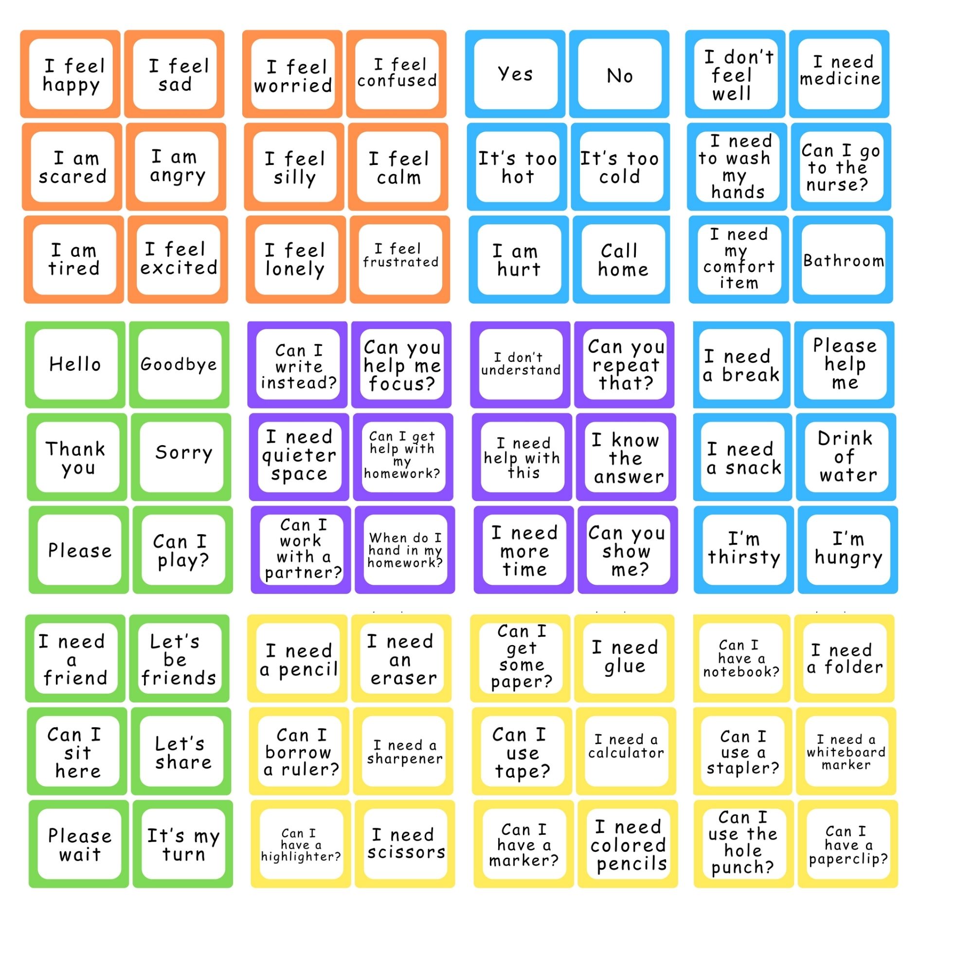 Printable Communication Cards Selective Mutism Non Verbal Autism Printable Communication Cards Selective Mutism Non Verbal Autism