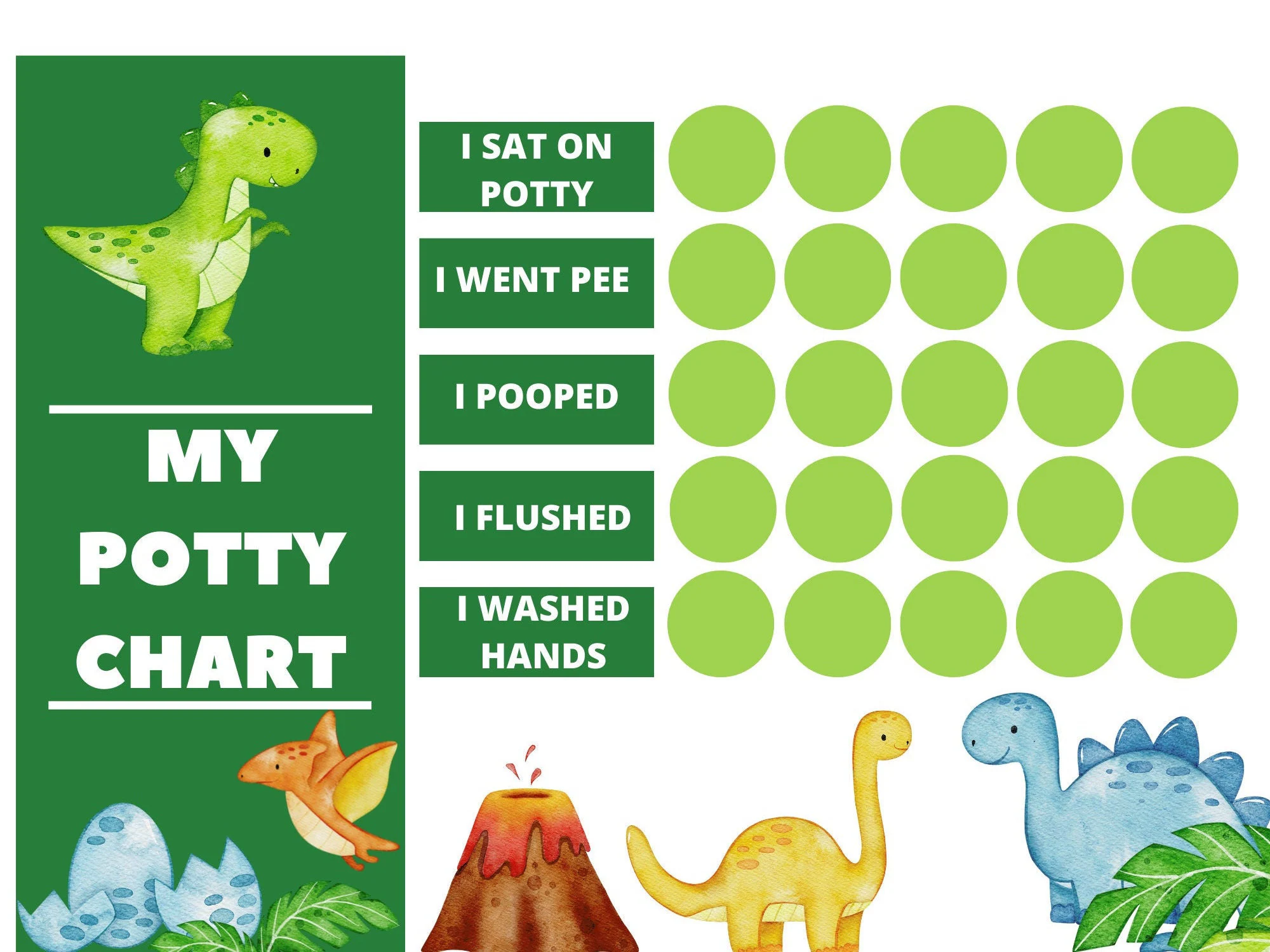Printable Dinosaur Potty Training Chart