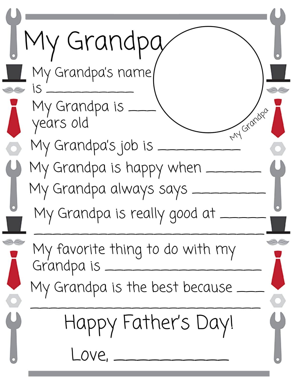 Printable Fathers Day Questionnaires Gift Idea Printable Fathers Day Questionnaires Gift Idea