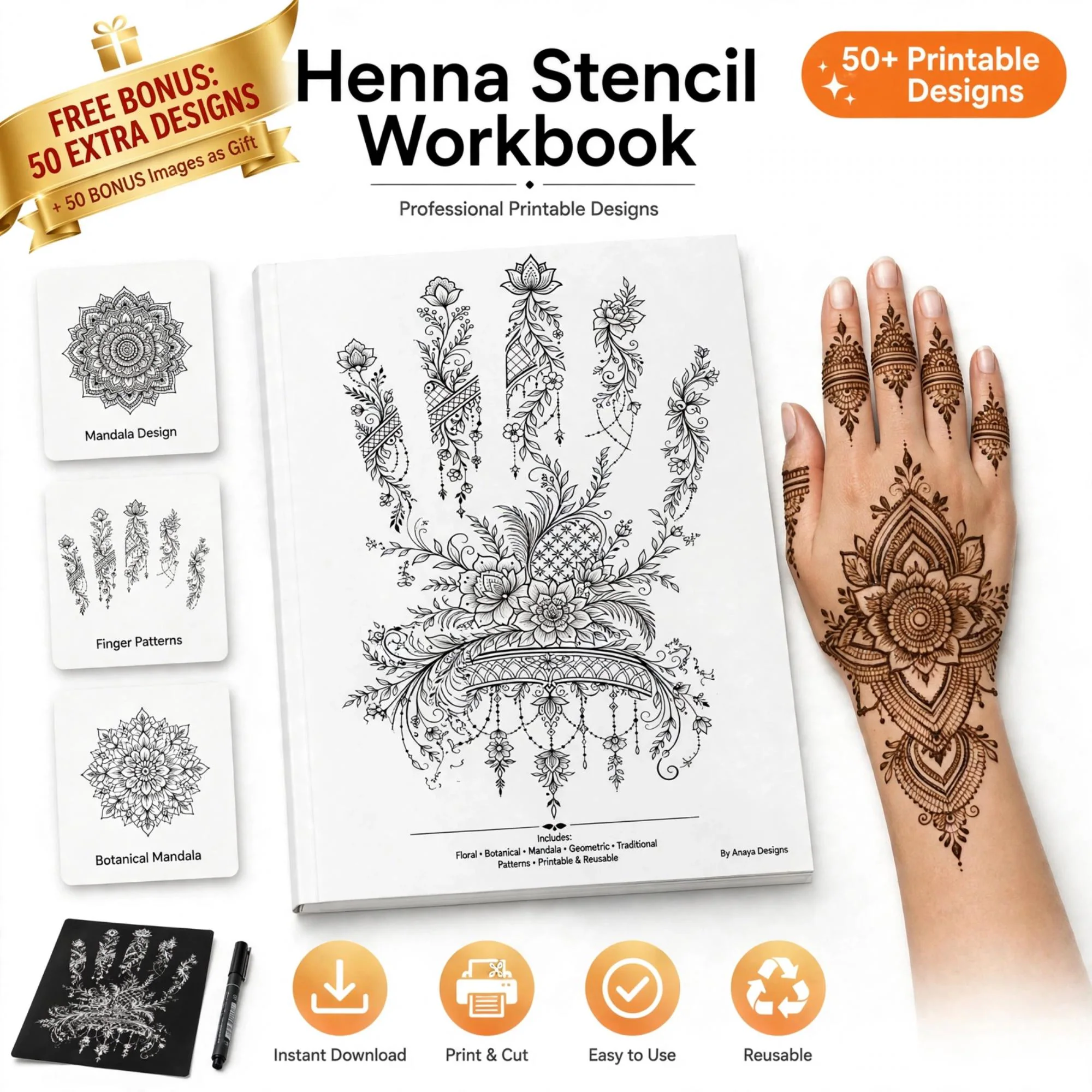 Printable Henna Stencil Printable Henna Stencil