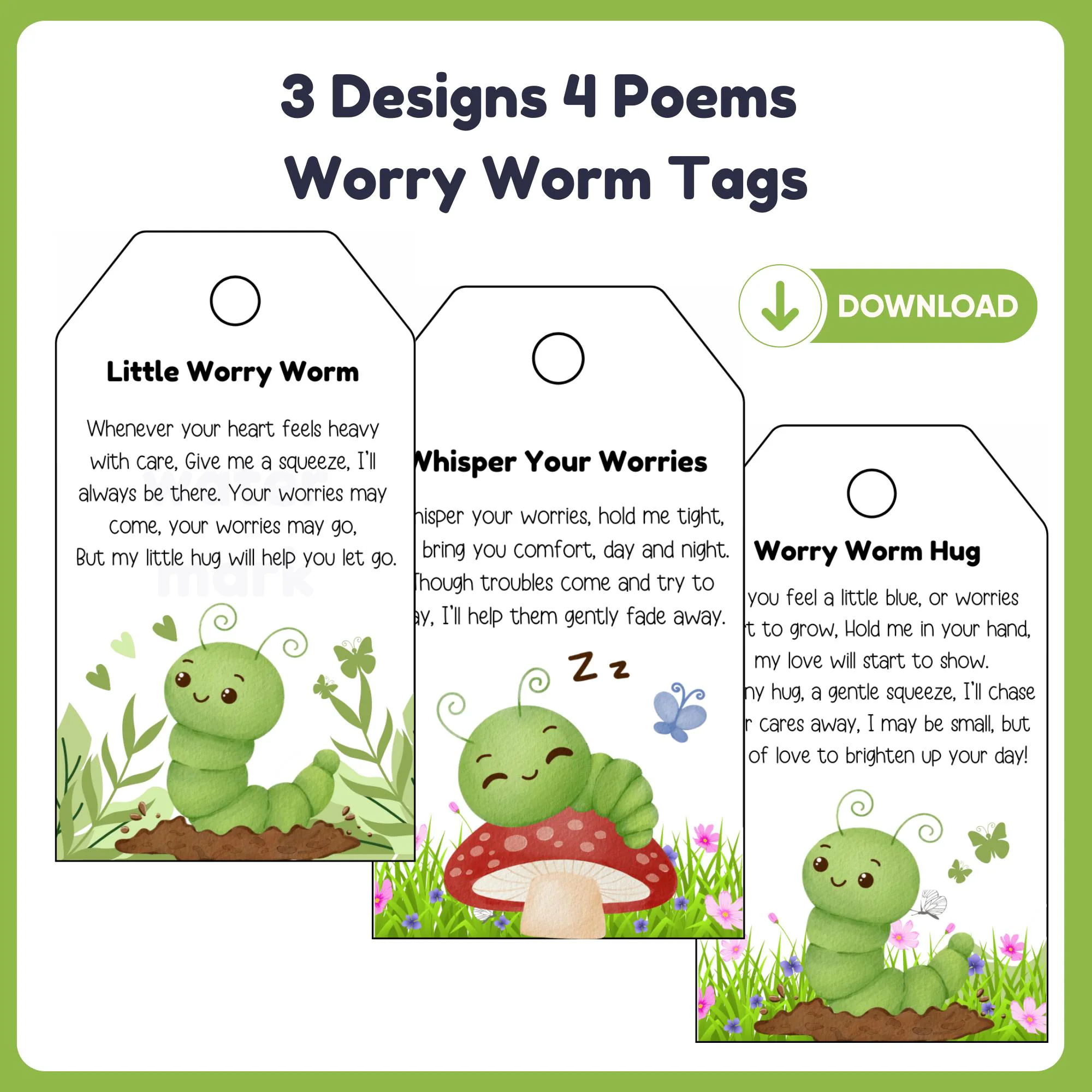 Printable Tag Worry Worm Crochet Poem Printable Tag Worry Worm Crochet Poem