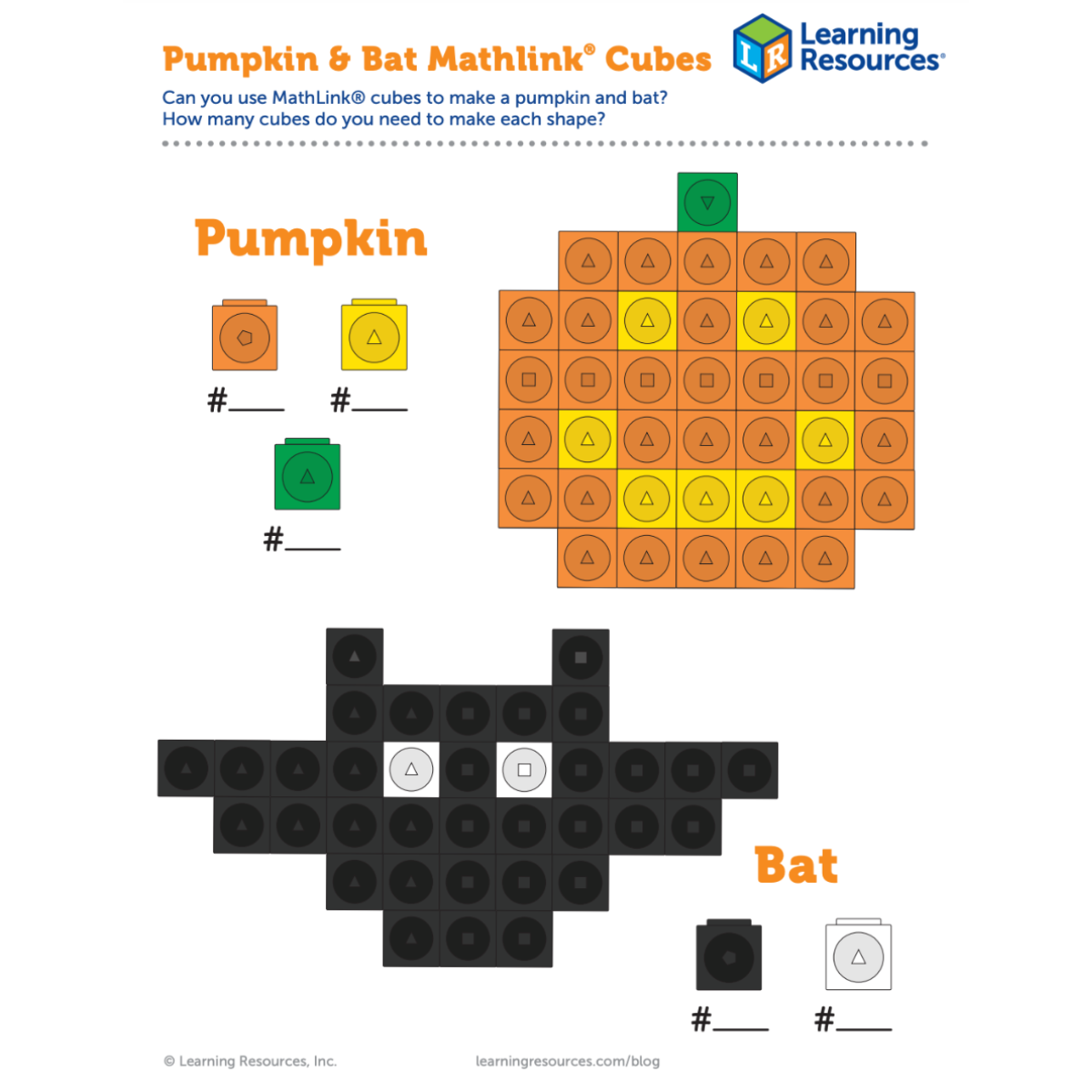 Pumpkin Bat Mathlink Cubes Printable Pumpkin Bat Mathlink Cubes Printable