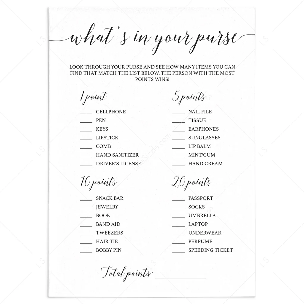 Purse Raid Game Printable Black And White