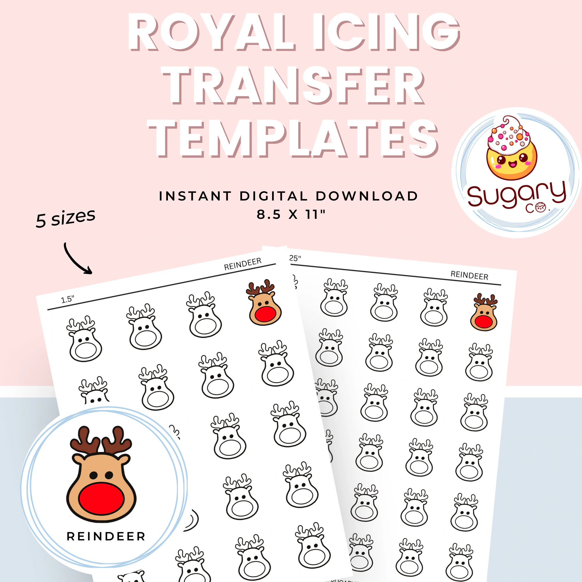 Reindeer Royal Icing Transfer Sheets Reindeer Royal Icing Transfer Sheets