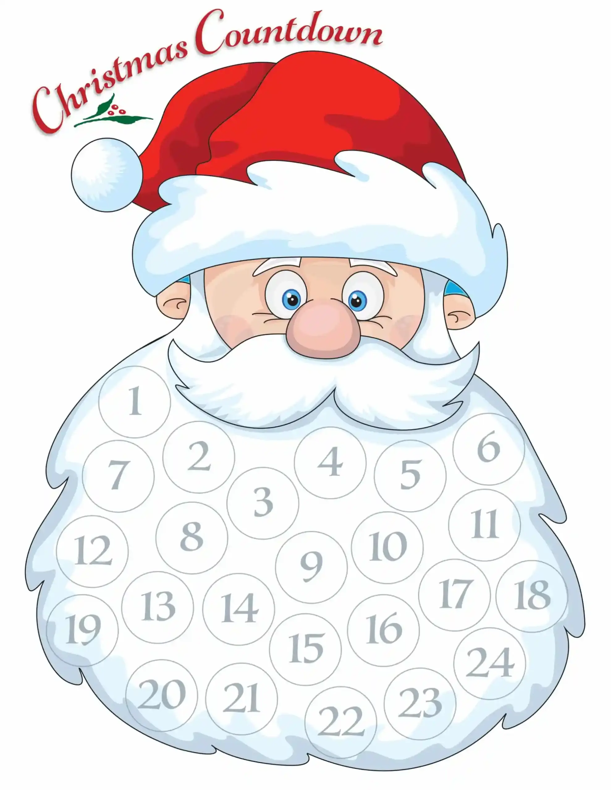 Santa Beard Countdown Free Printable