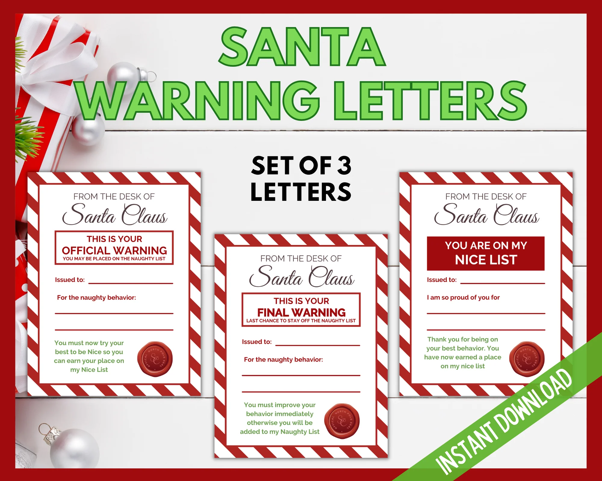 warning letter from santa free printable