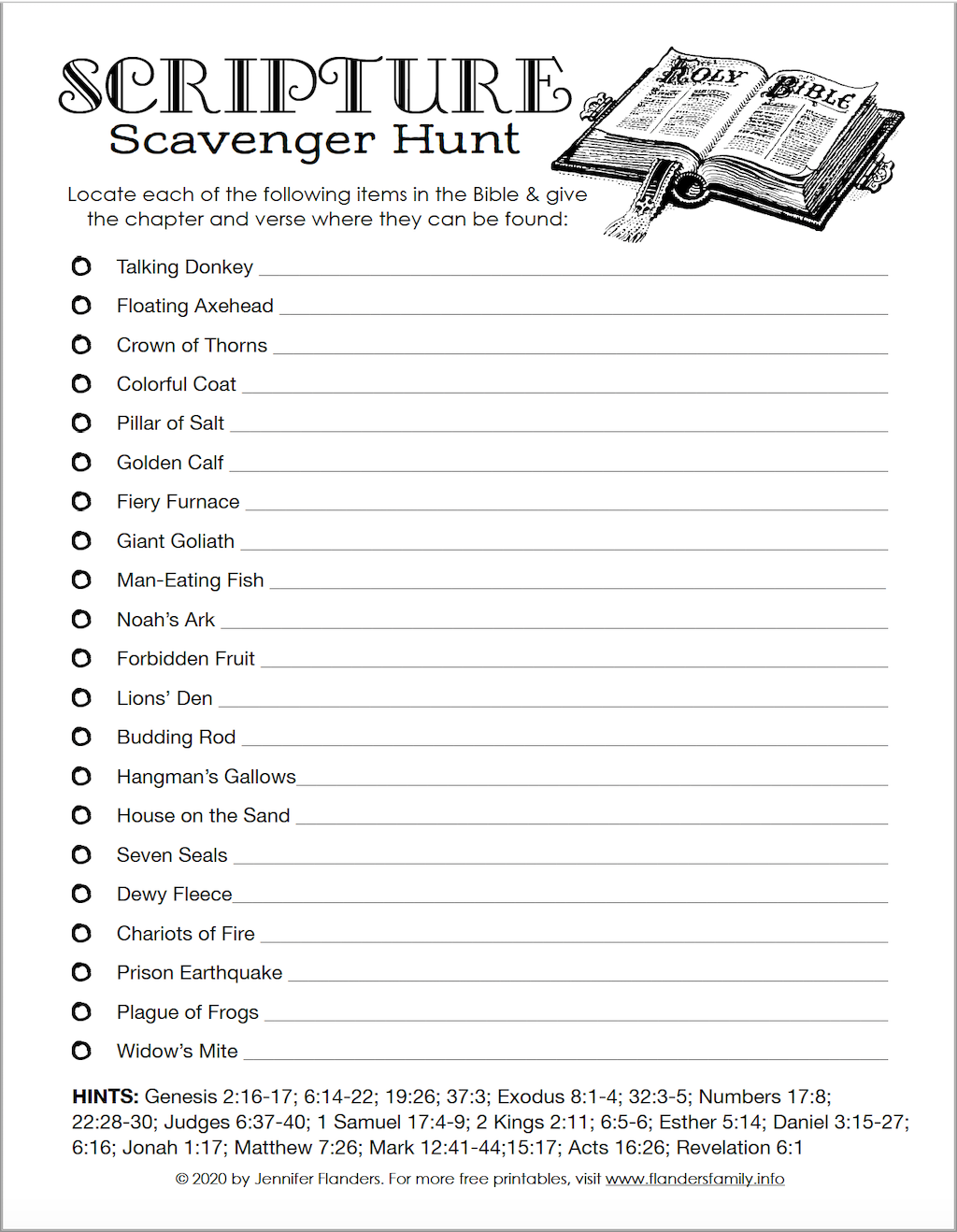 Scripture Scavenger Hunt Free Printable
