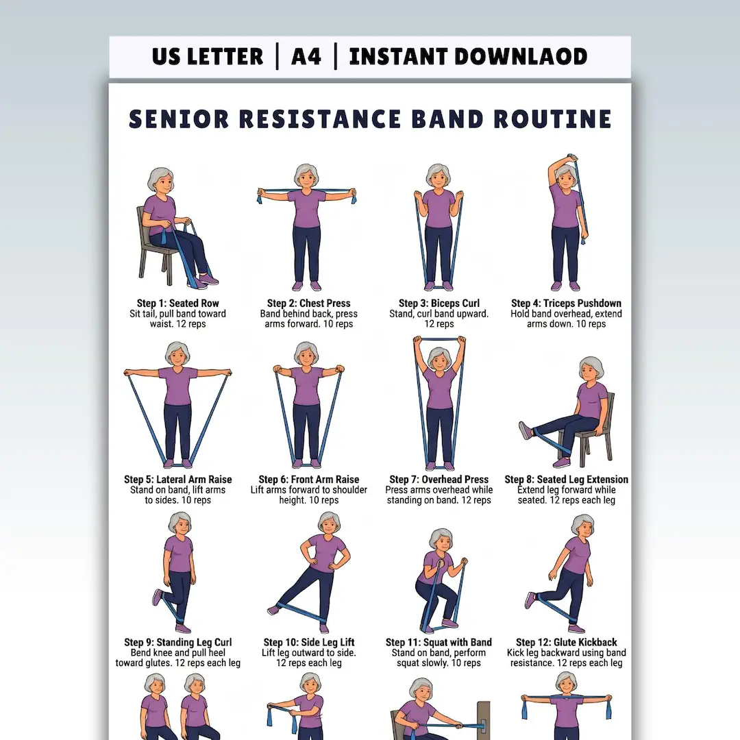 Senior Resistance Band Exercise Chart Senior Resistance Band Exercise Chart