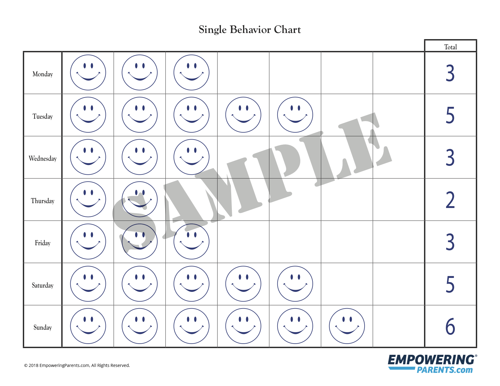 Single Behavior Chart Kids Single Behavior Chart Kids