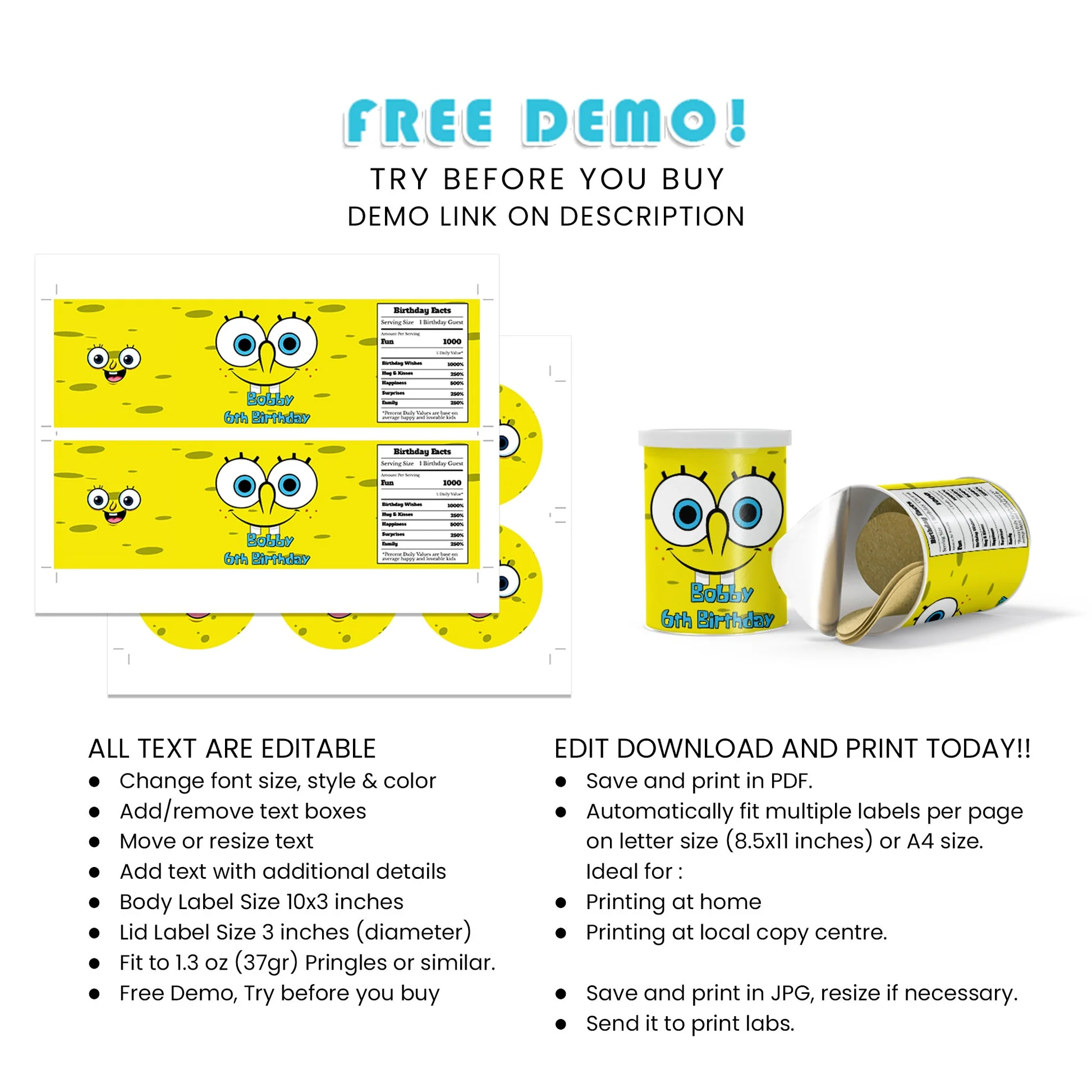 Spongebob Printable Small Pringles Labels Template Dp1 Spongebob Printable Small Pringles Labels Template Dp1