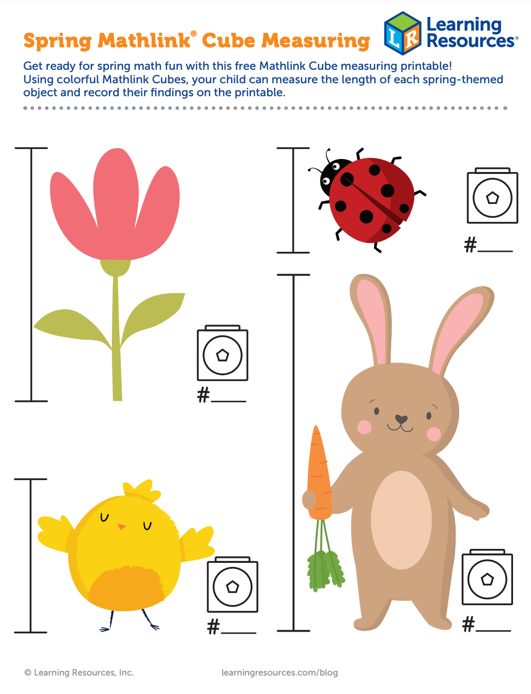 Spring Mathlink Cube Measuring Worksheet