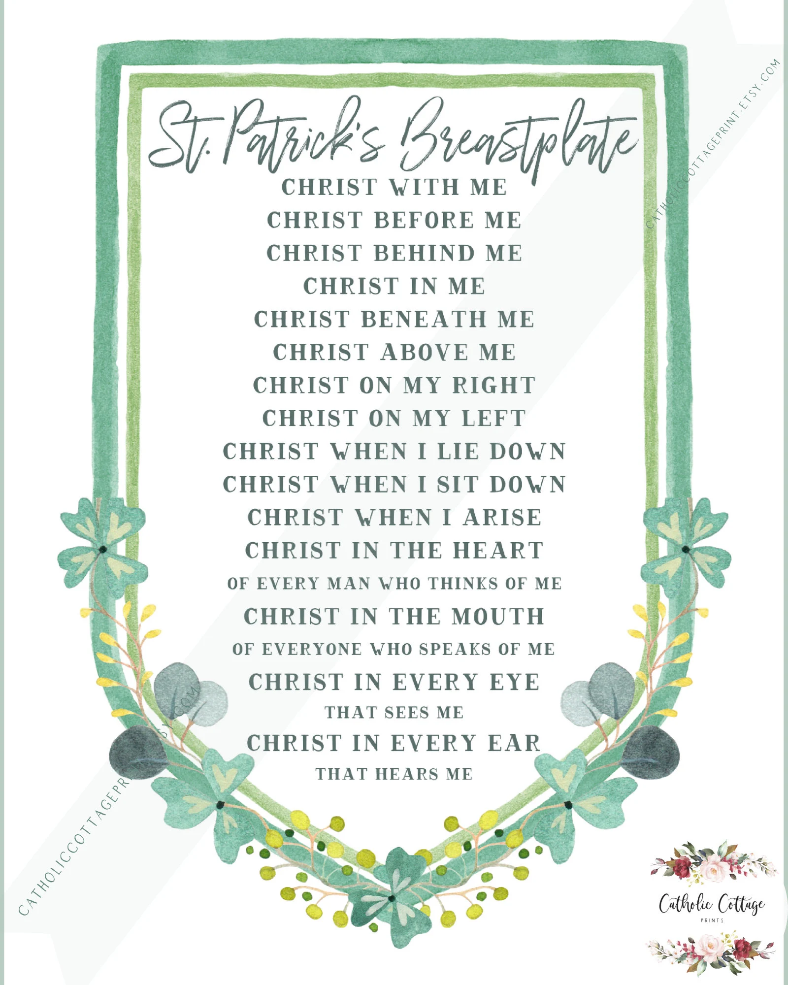 St Patricks Breastplate Printable Christ