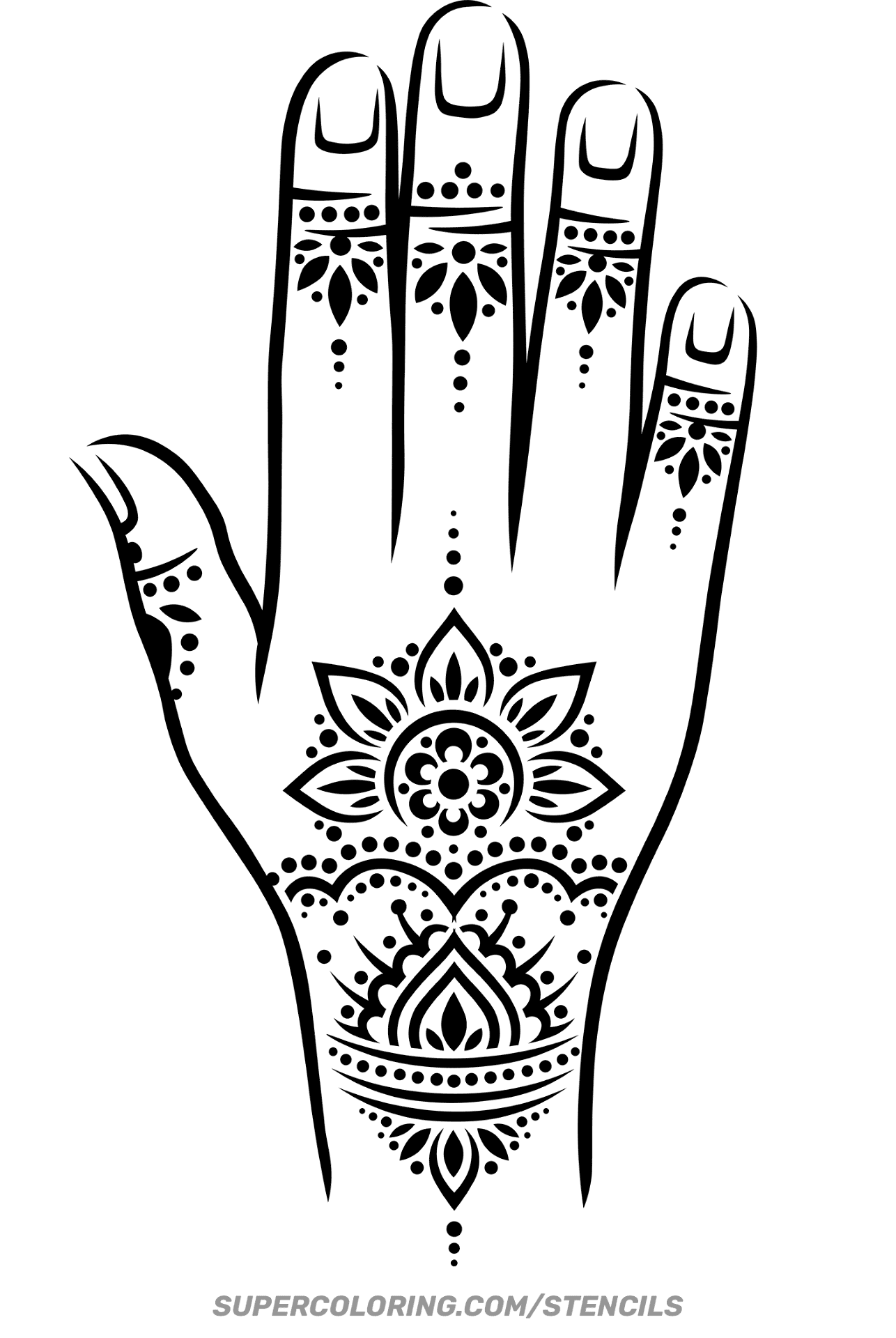 Stencil Of Henna Hand Stencil Of Henna Hand