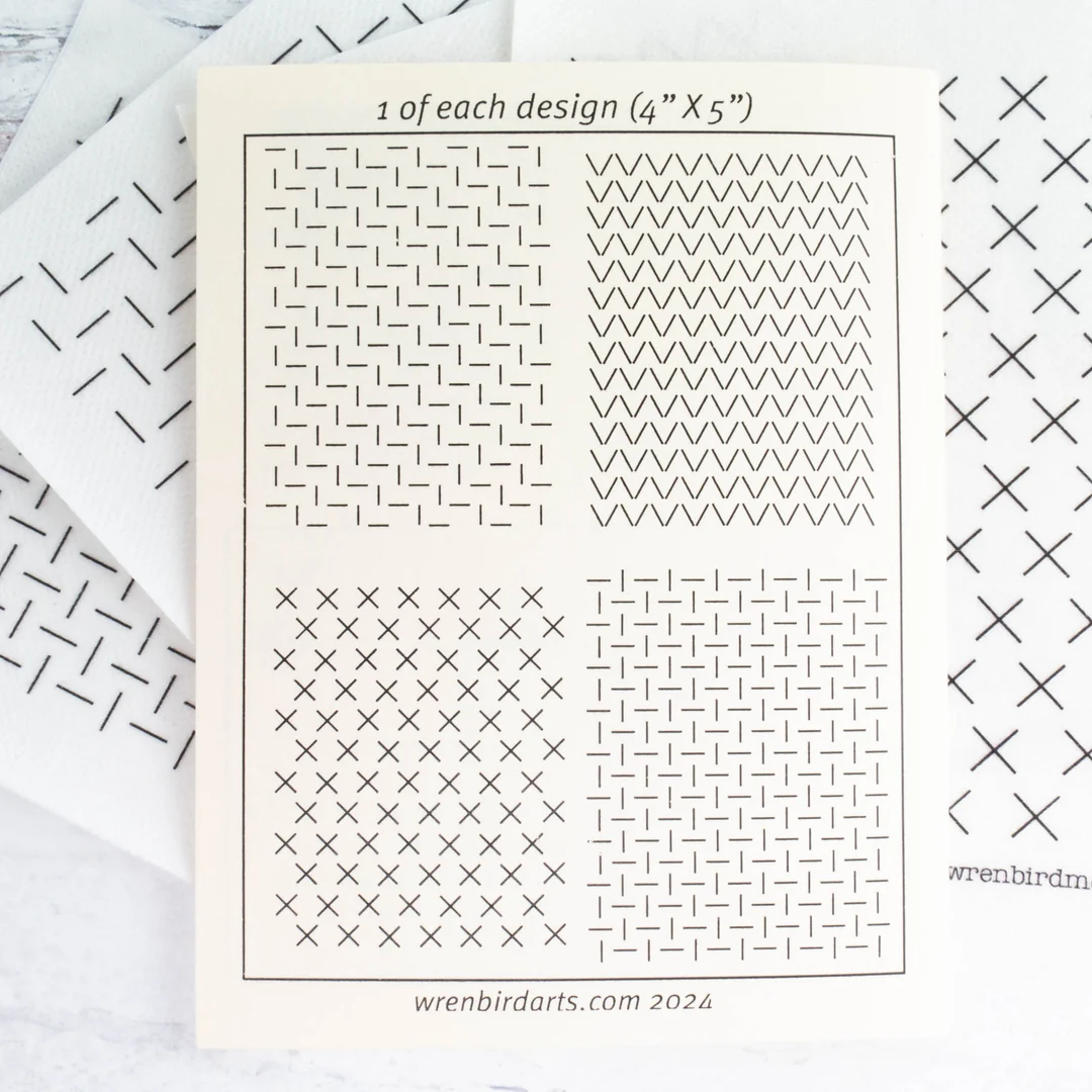 Stick Stitch Sashiko Mending Patterns Cream Set