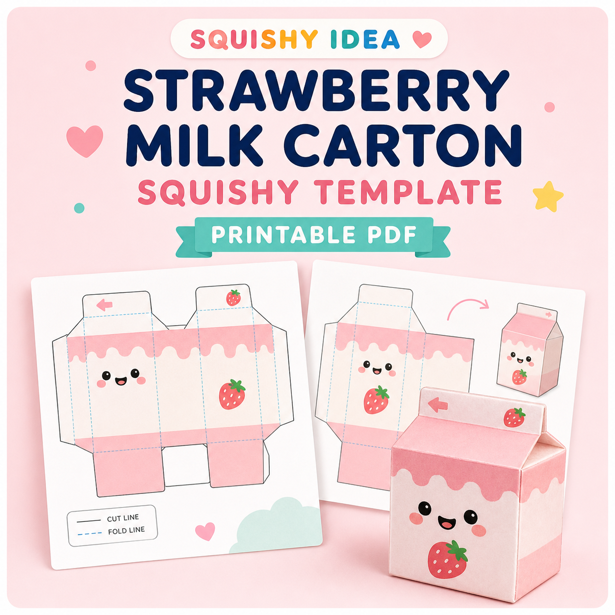 Strawberry Milk Carton Squishy Template Strawberry Milk Carton Squishy Template