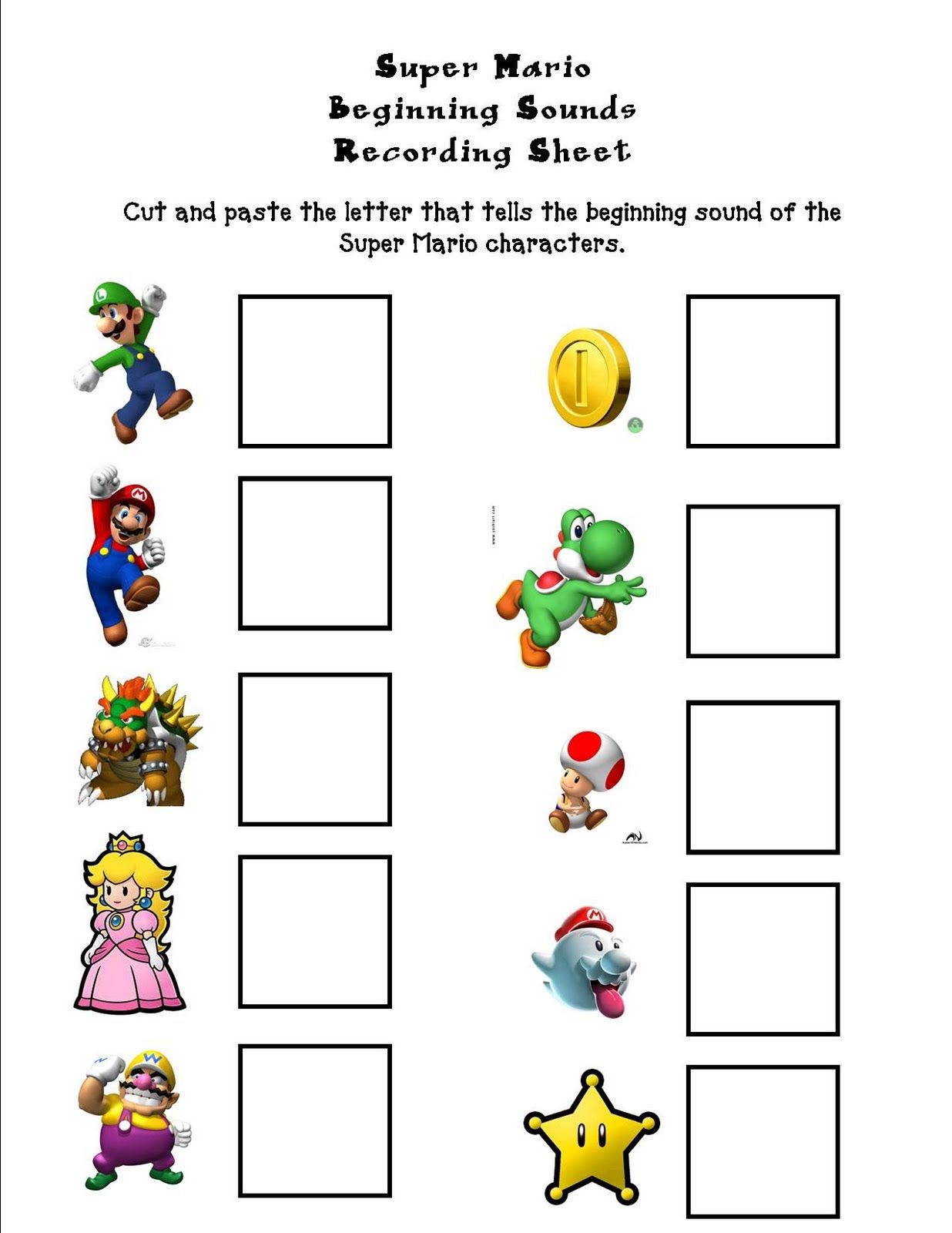 Super Mario Kindergarten Resources Super Mario Kindergarten Resources