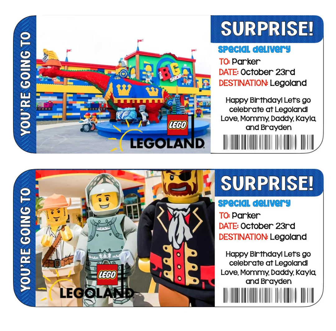 Surprise Legoland Ticket Personalized Surprise Legoland Ticket Personalized