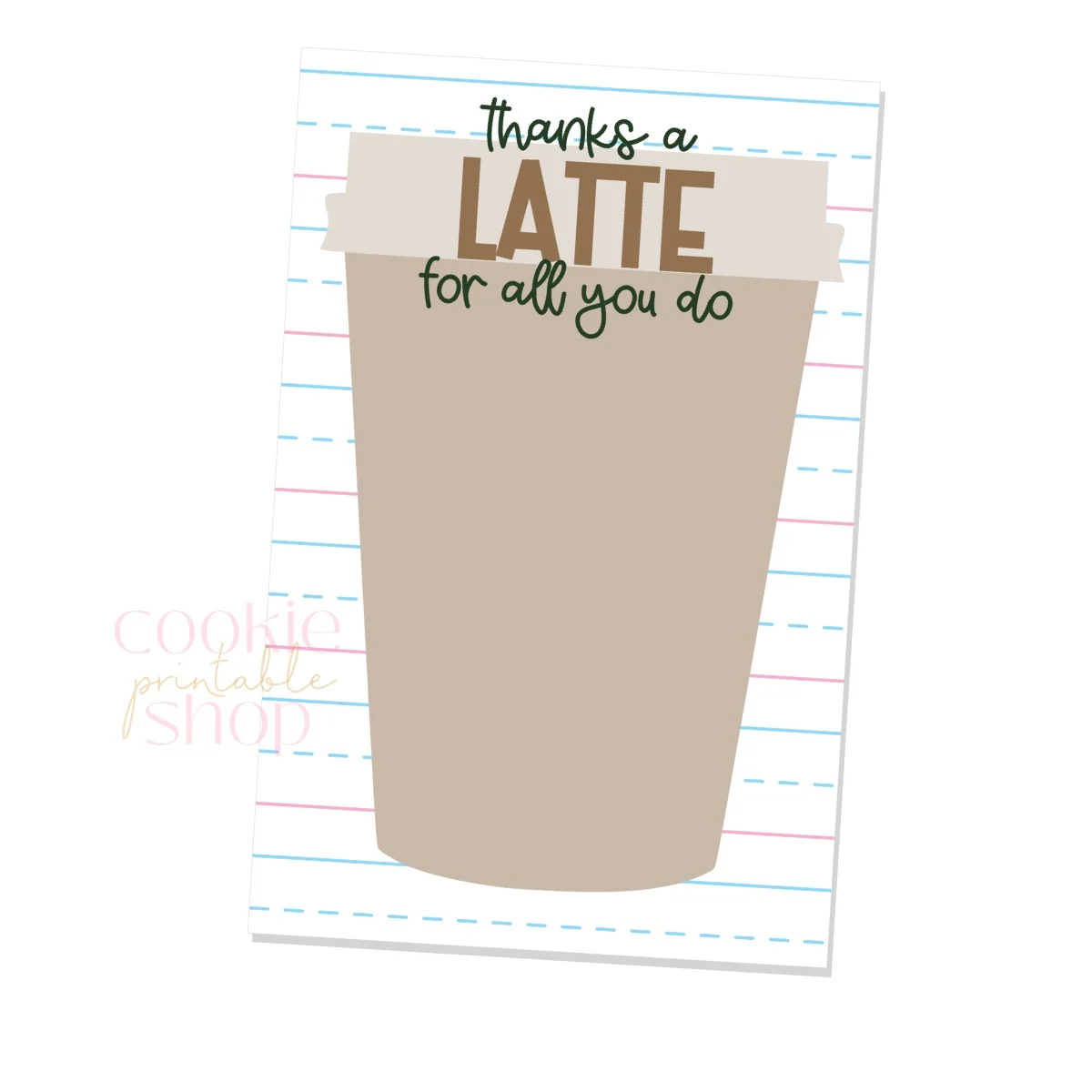 Thanks A Latte For All You Do 4 75x6 5 Gift Card Holder Digital Download Thanks A Latte For All You Do 4 75x6 5 Gift Card Holder Digital Download
