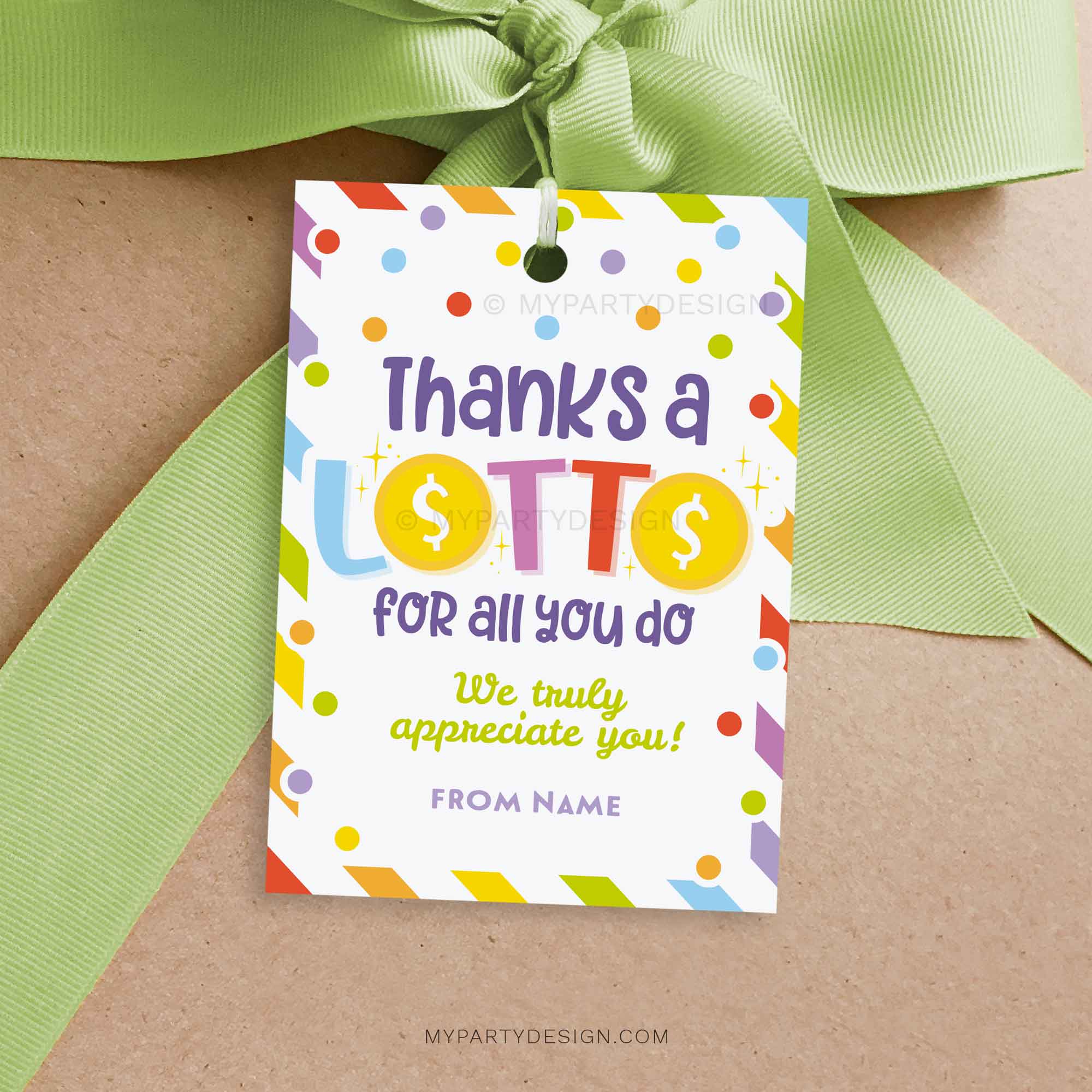 Thanks A Lotto Gift Tag Printable Pdf
