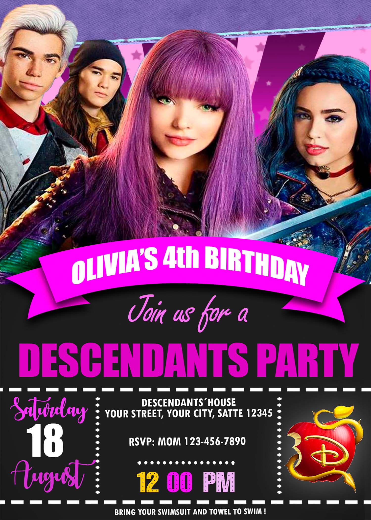 free printable descendants invitation template free printable descendants invitation template