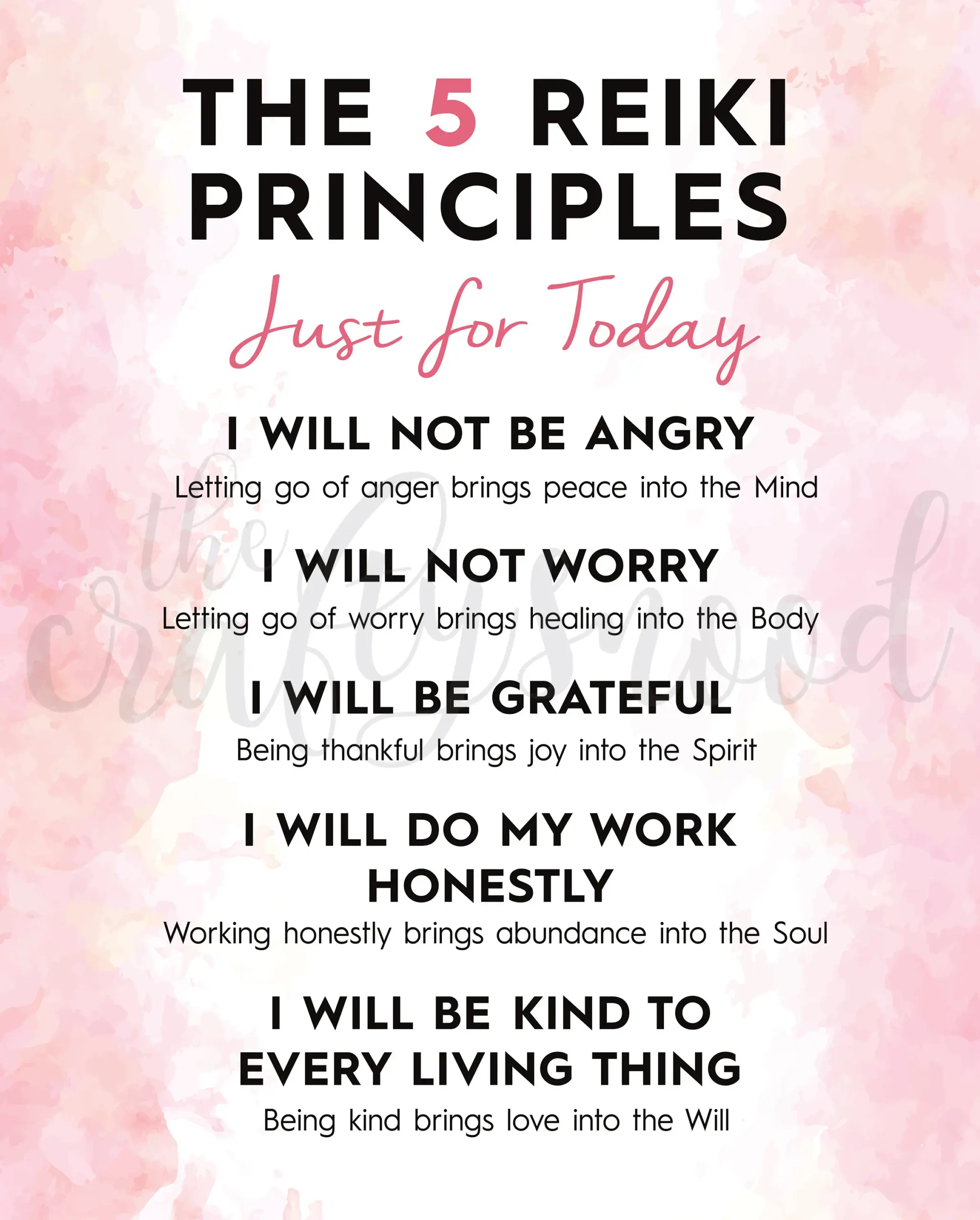 The Reiki 5 Principles Pink Instant
