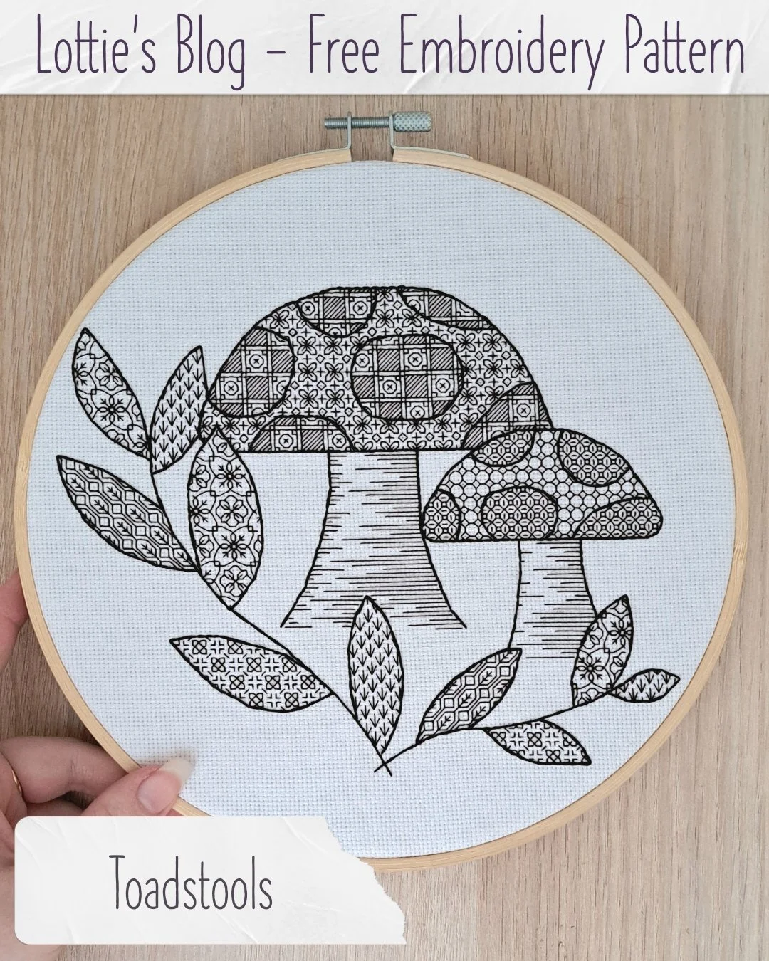 Toadstools Free Blackwork Embroidery Pattern Toadstools Free Blackwork Embroidery Pattern