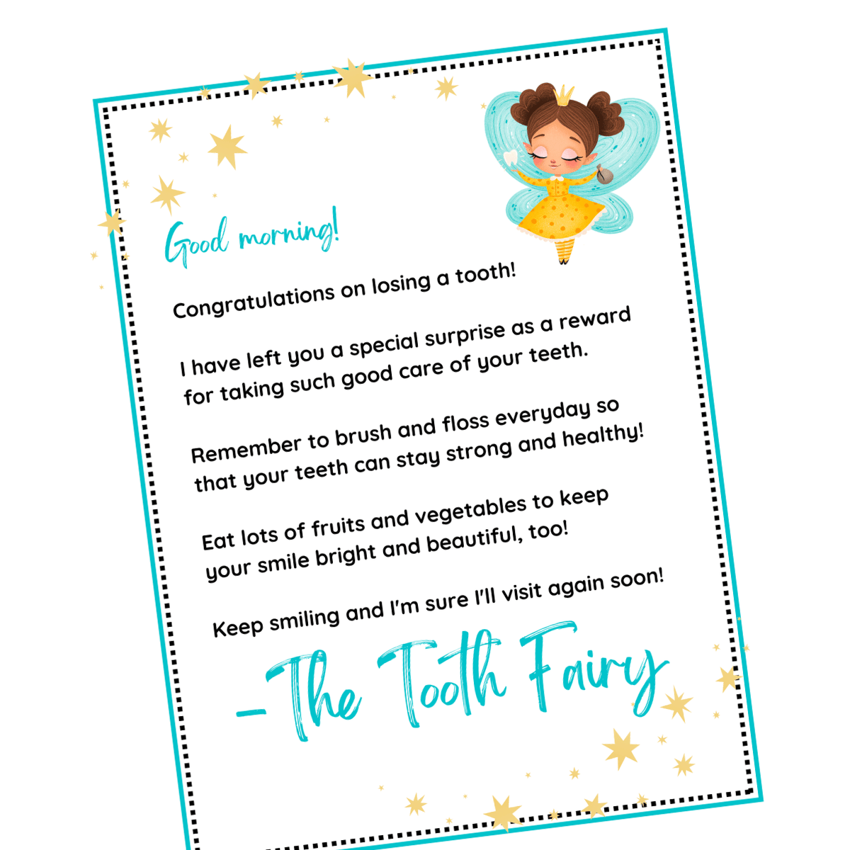 Tooth Fairy Letter Printable Tooth Fairy Letter Printable