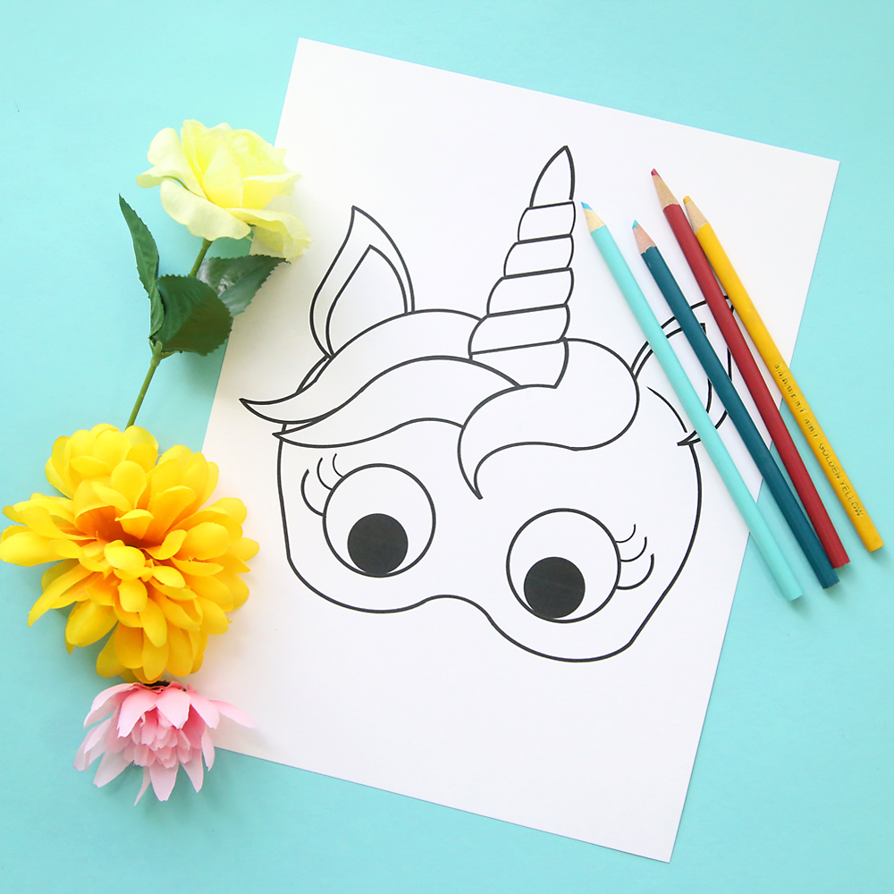 Unicorn Masks Print Color