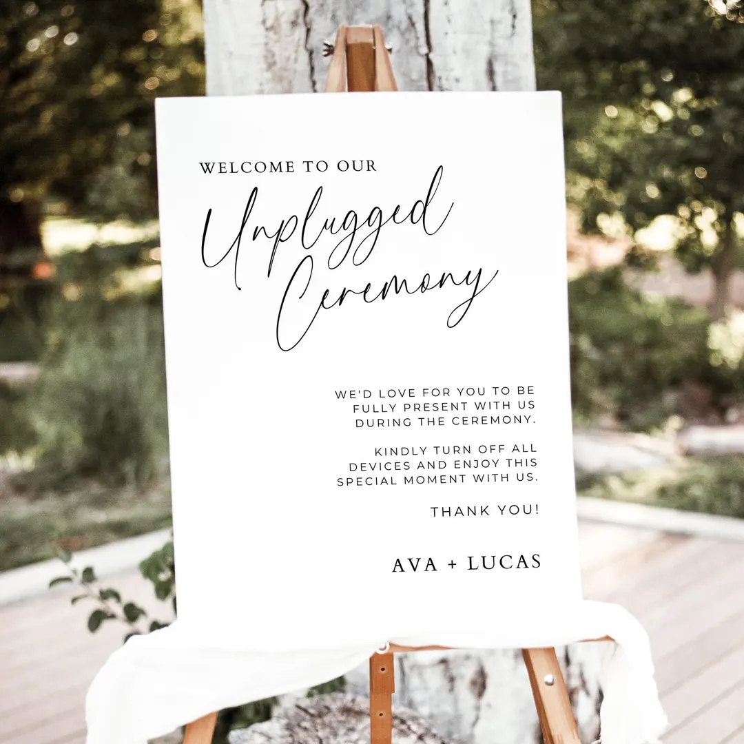 Unplugged Ceremony Sign Template Modern Unplugged Ceremony Sign Template Modern