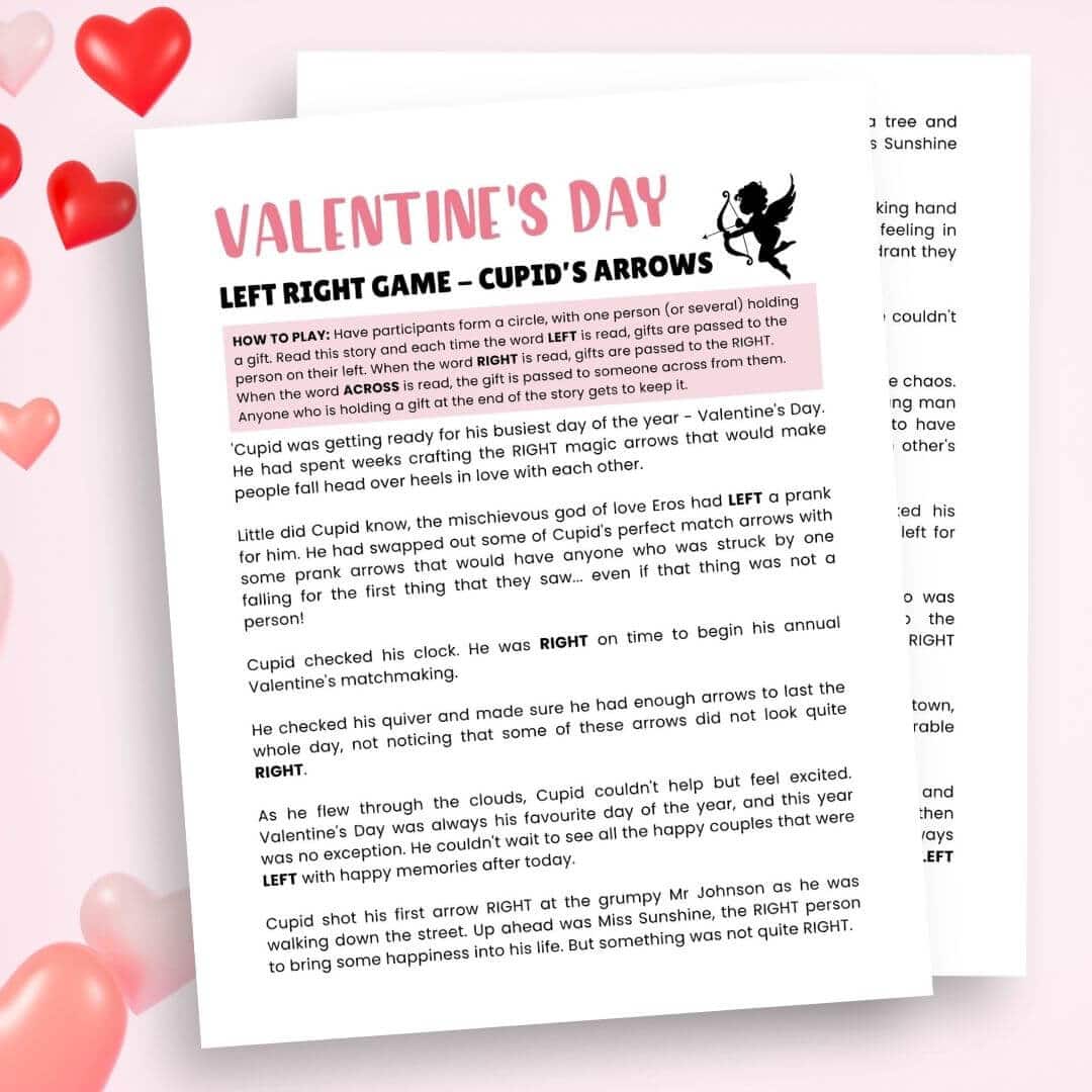 Valentine Left Right Game Valentine Left Right Game