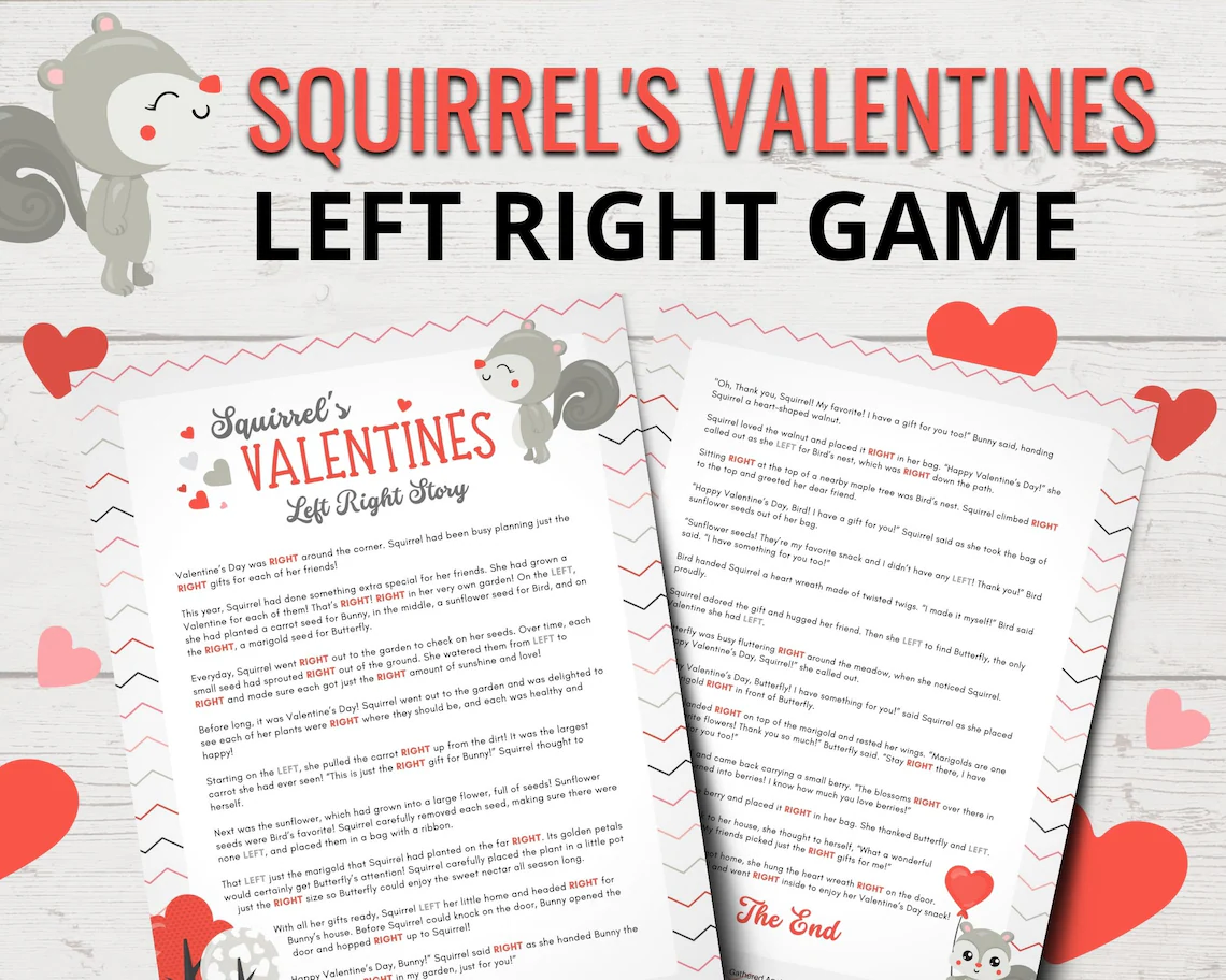 Valentine Left Right Game Valentine Left Right Game