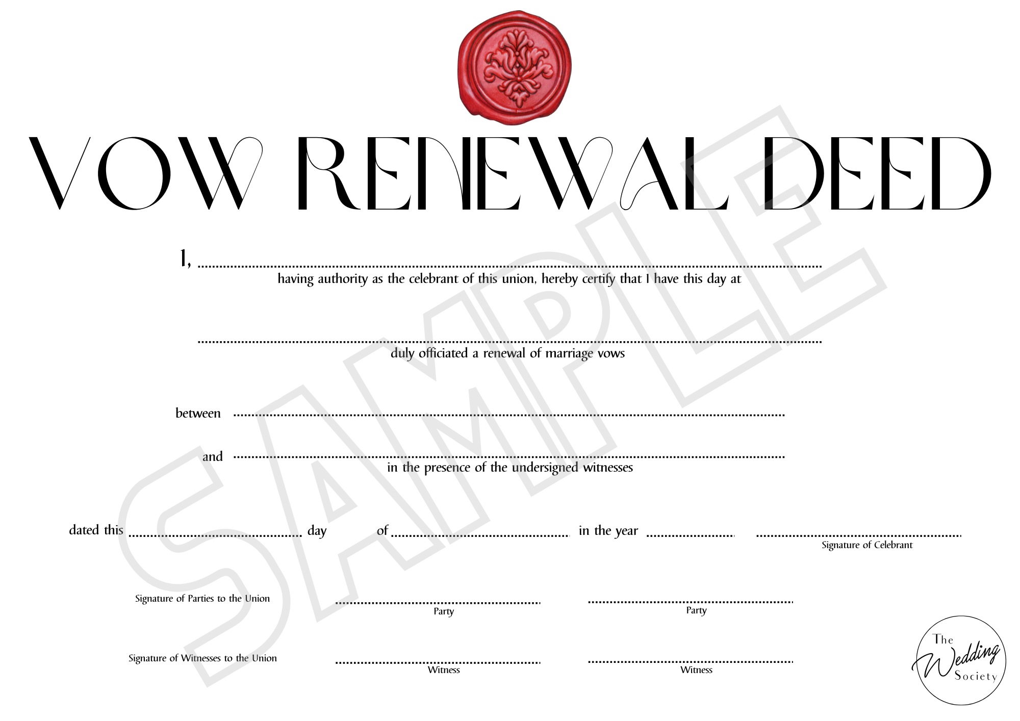 Vow Renewal Certificates Vow Renewal Certificates