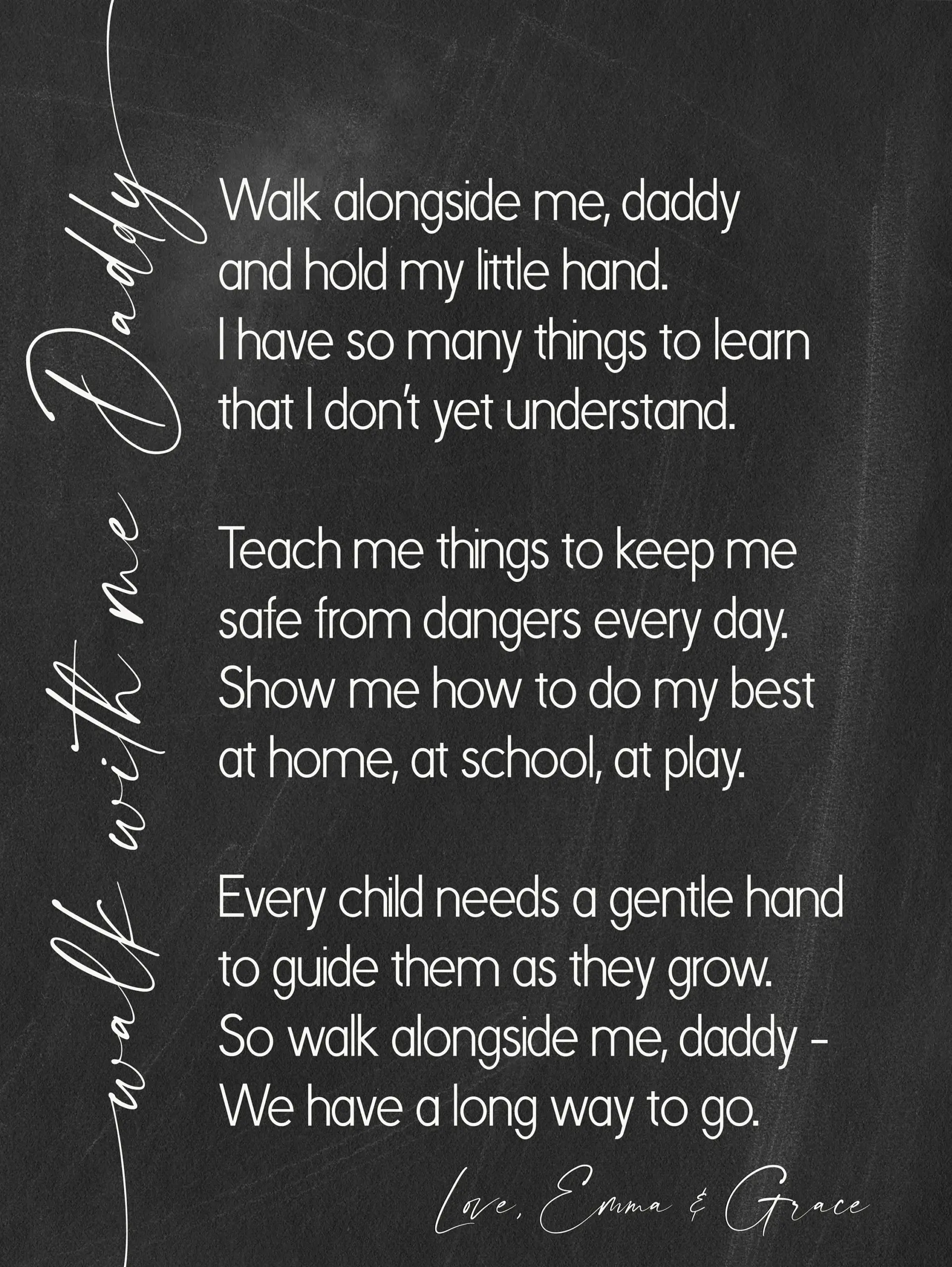 Walk With Me Daddy Poem Metal Print On