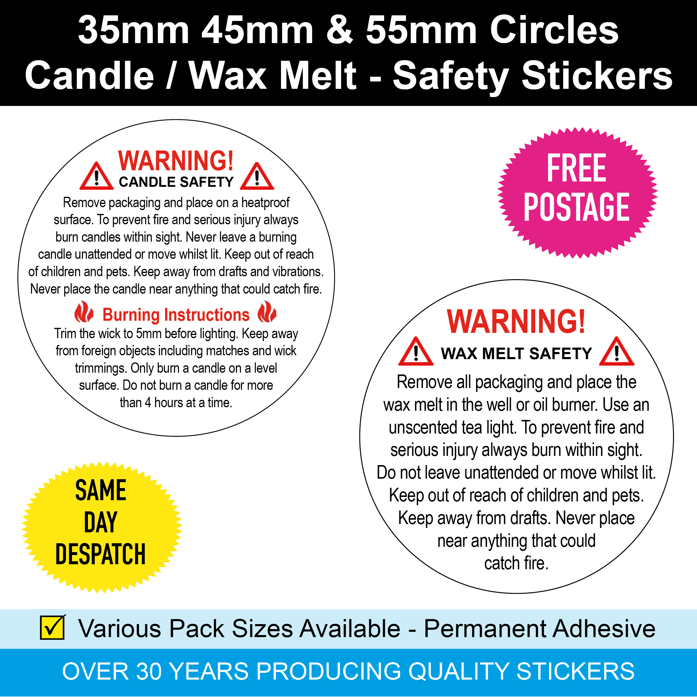 Warning Candle Safety Wax Melt Safety