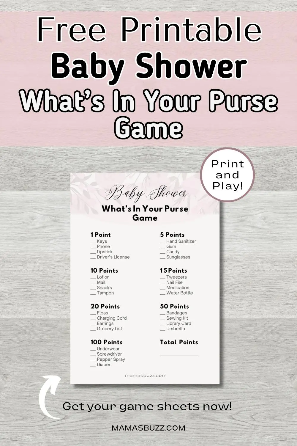 purse scavenger hunt printable free