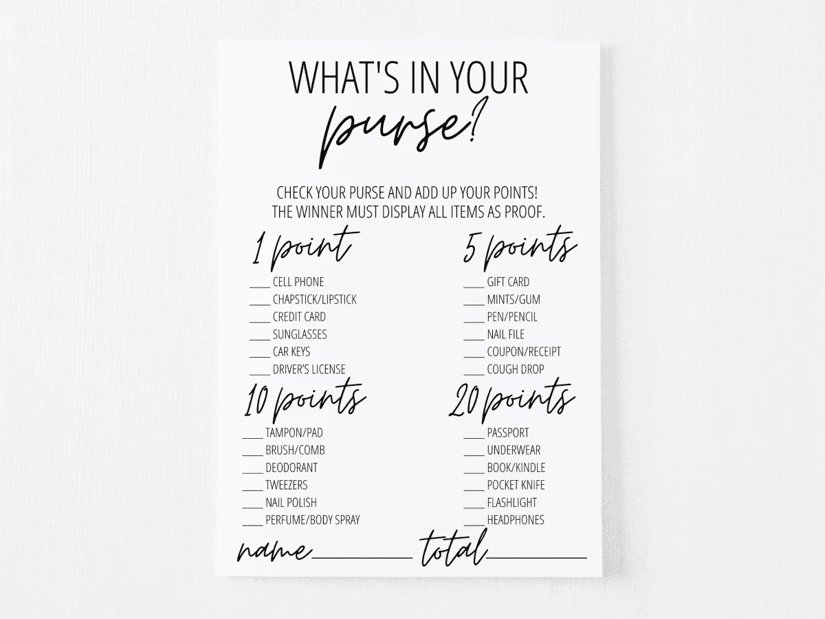 Whats In Your Purse Game